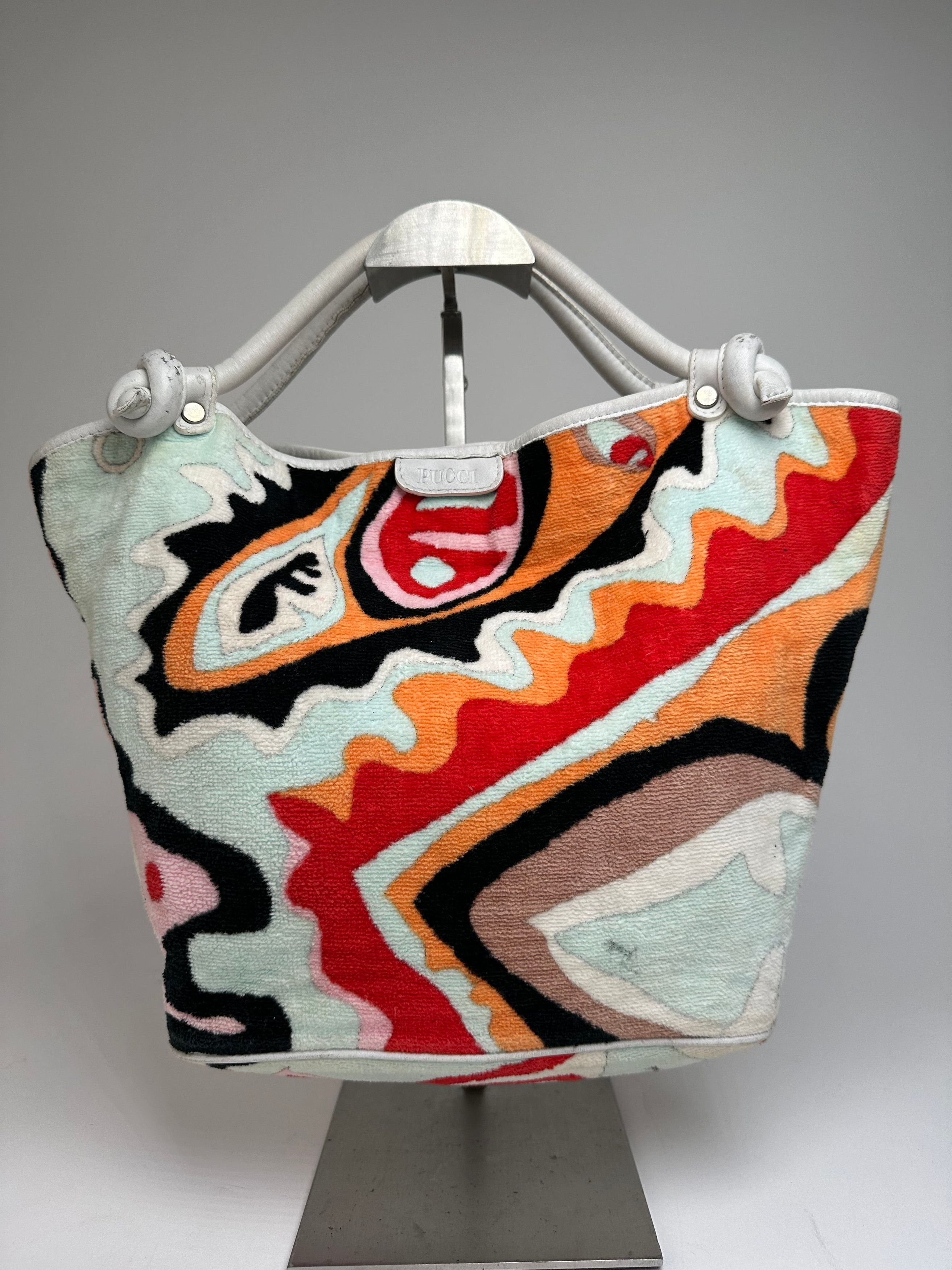 Emilio Pucci Vintage Wool Leather Handbag Turquoise Orange Red Size ONE SIZE - 1 Thumbnail