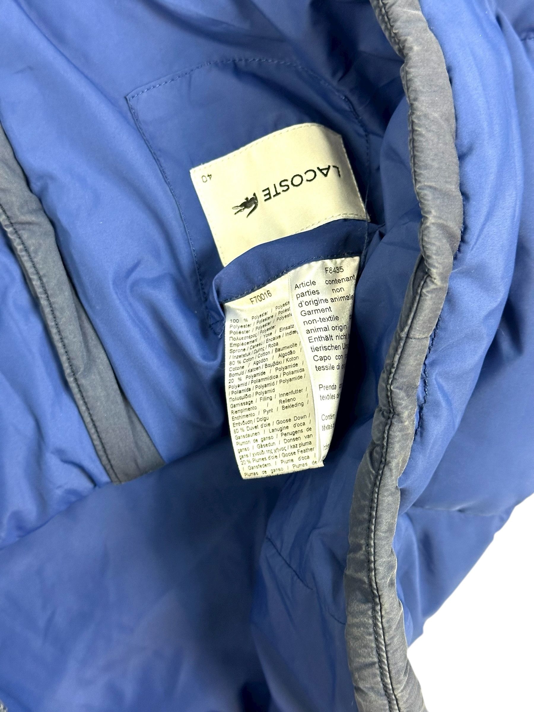 Lacoste Lacoste Blue Crocodile Down Hooded Winter Jacket Size M / US 6-8 / IT 42-44 - 3 Thumbnail