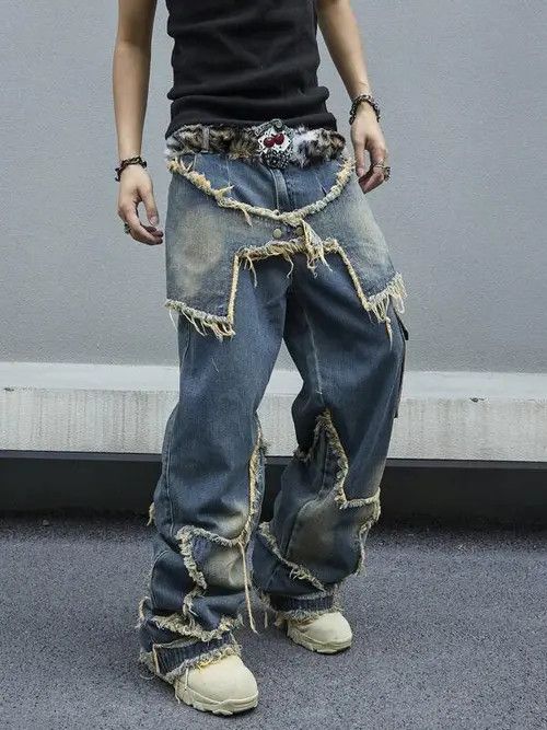 Japanese Brand Distressed Ripped Patchwork Jeans Size US 36 / EU 52 - 4 Thumbnail