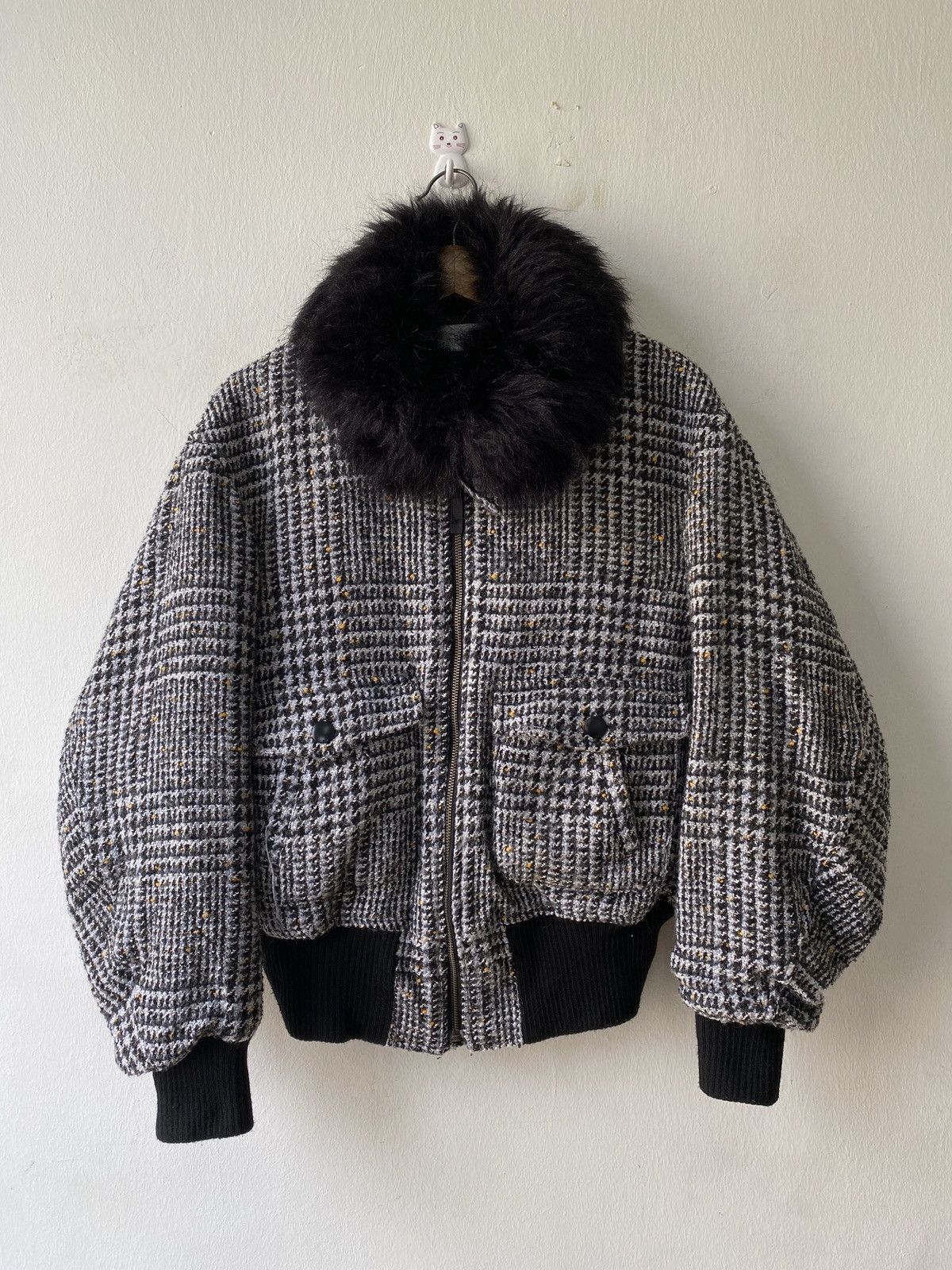 Japanese Brand × Le Grande Bleu (L.G.B.) SLY Japan Knit Wool Design Fur Zipper Jacket Size US L / EU 52-54 / 3 - 5 Thumbnail