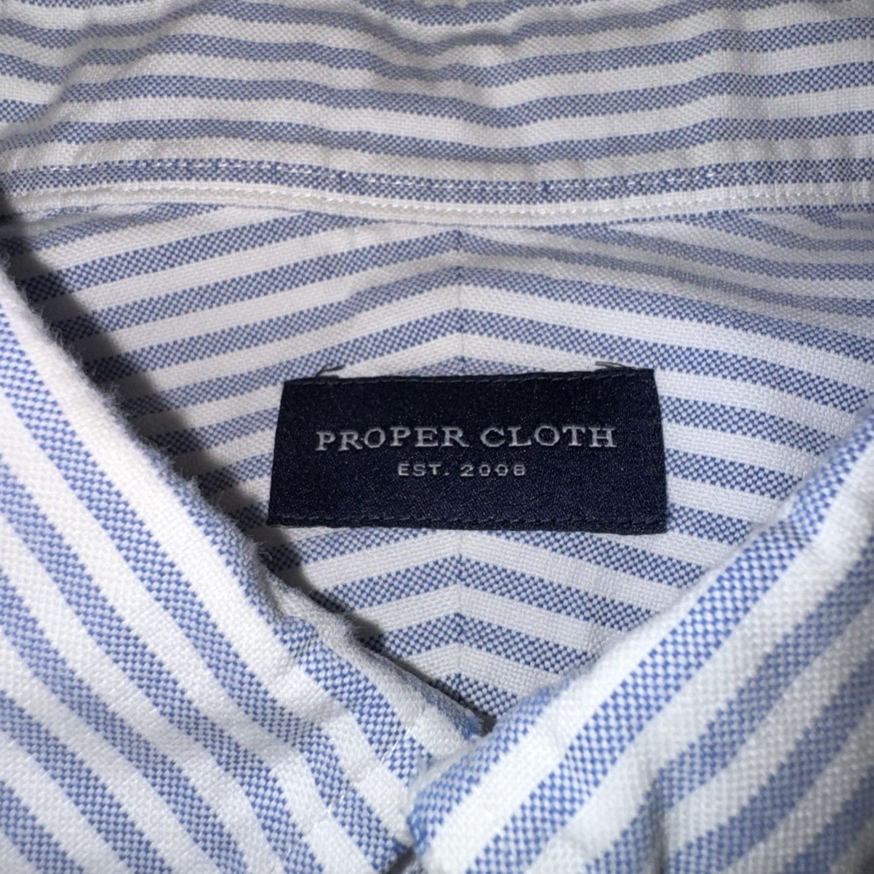 Proper Cloth Proper Cloth Button Shirt XXL Blue Stripe Lightweight Cotton Oxford Mens Button-Up Collared Long Sleeve Size US XXL / EU 58 / 5 - 3 Thumbnail