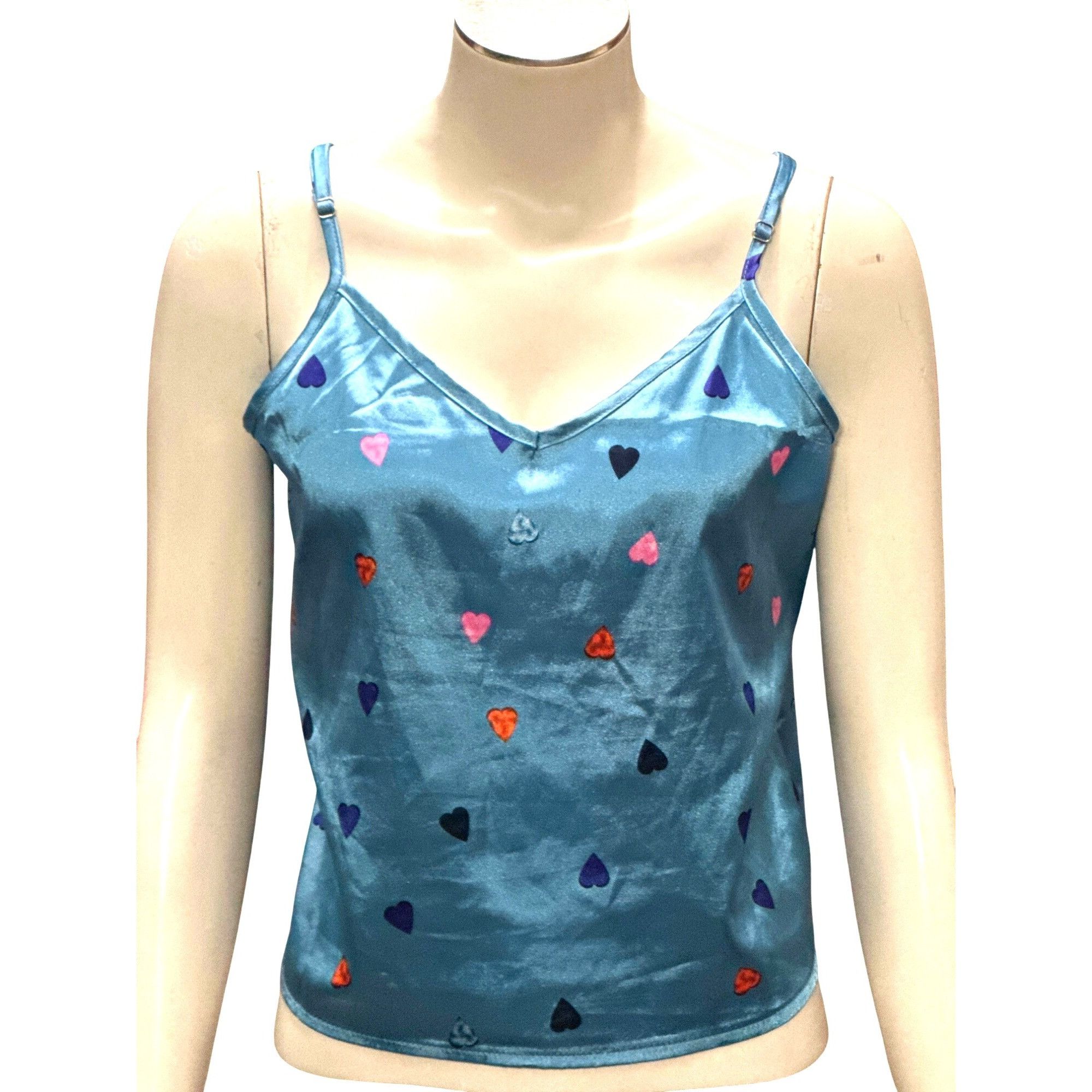 Other CCC Heart Pattern Satin Camisole Top Adjustable Spaghetti St Size M / US 6-8 / IT 42-44 - 1 Thumbnail