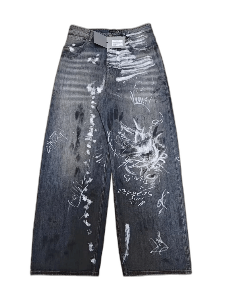 Balenciaga Graffiti Hand-painted Denim Pants