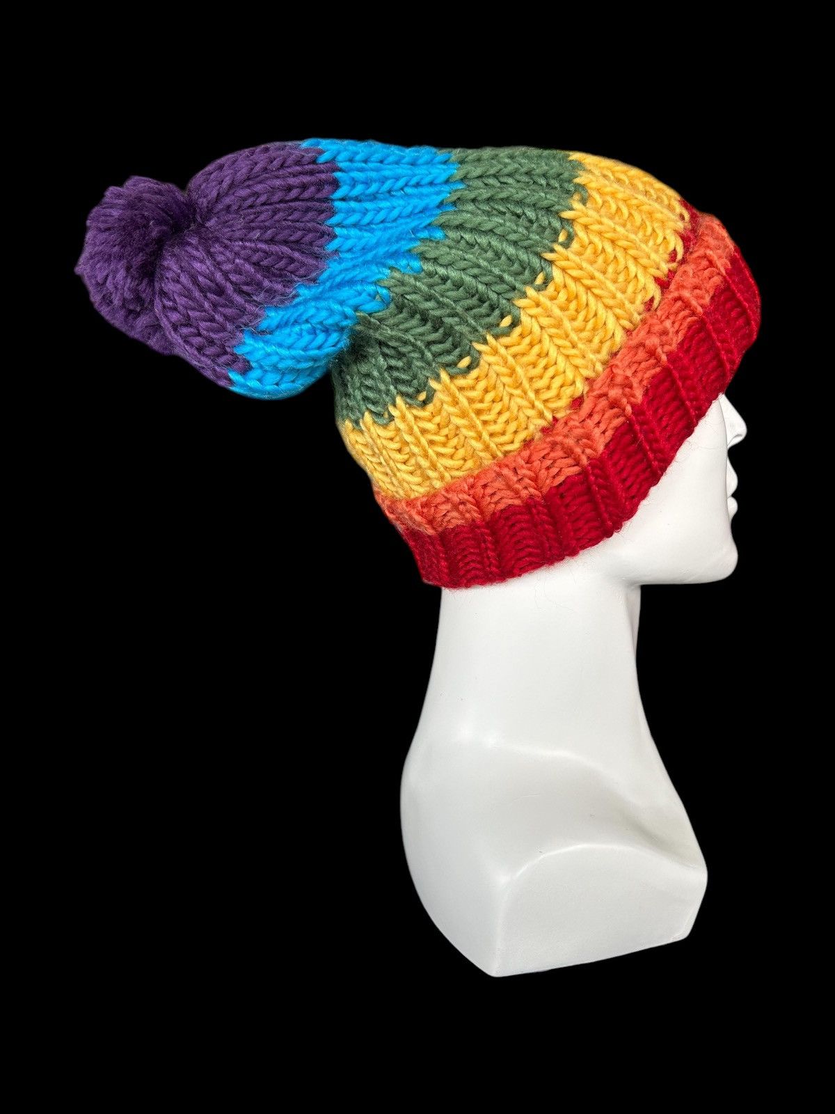 Japanese Brand × Kapital × Vintage Crochet Knitted Hippies Style Handmade Beanie Hats Rare🌈☠️☠️ Size ONE SIZE - 2 Thumbnail