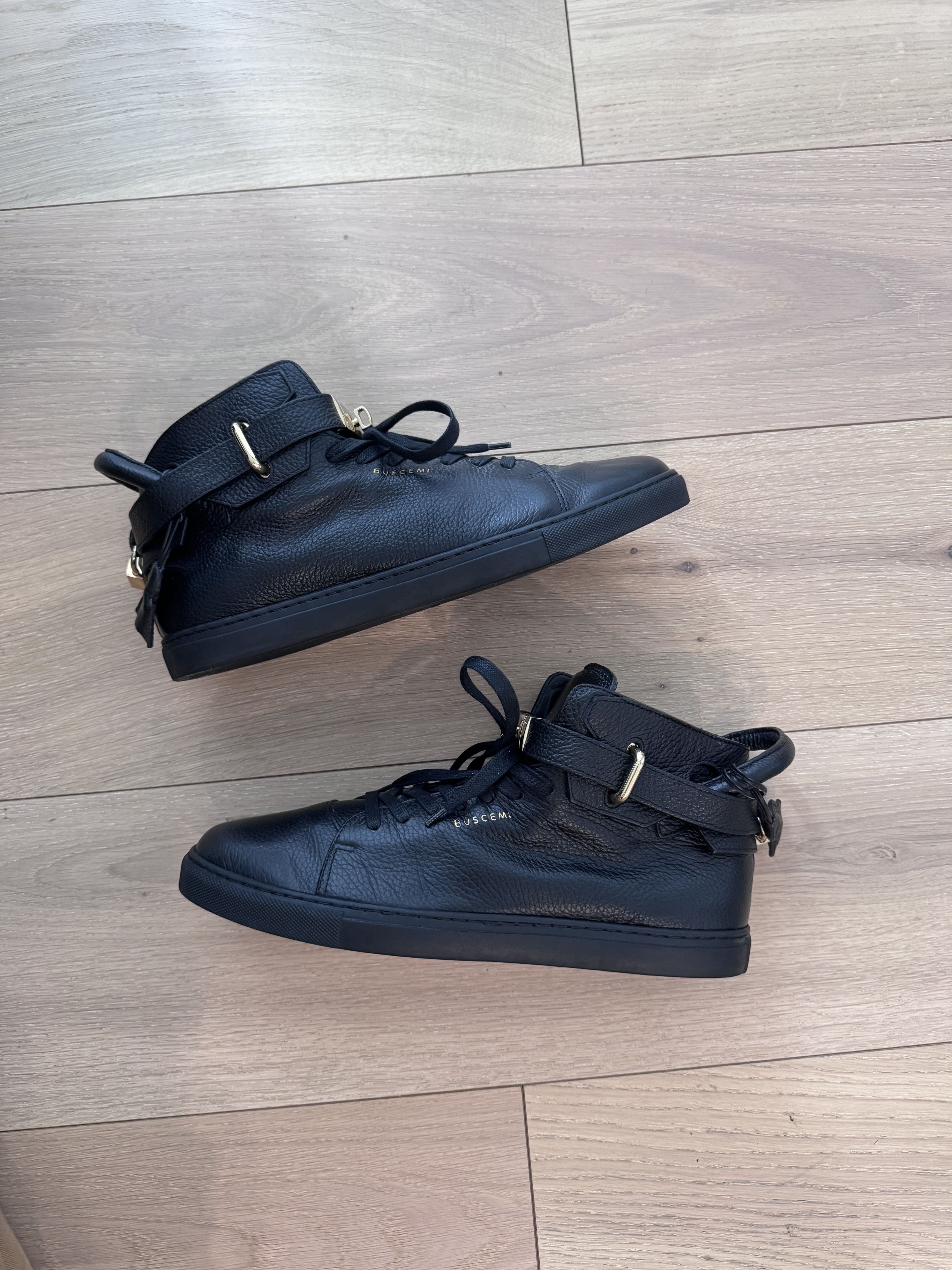Buscemi Buscemi 100MM Black High Top Sneakers US12 / EU 45 Size US 12 / EU 45 - 2 Thumbnail