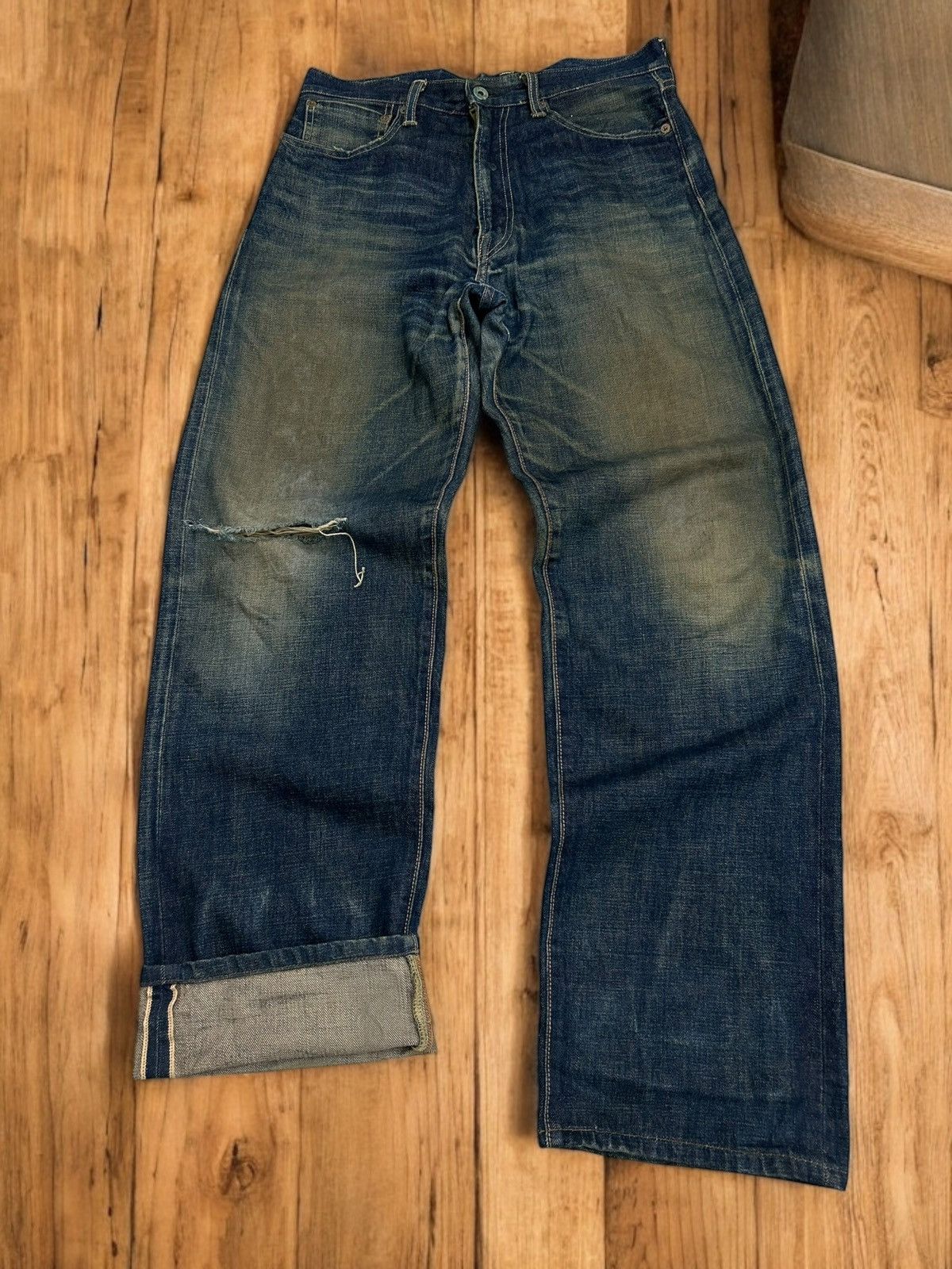 Japanese Brand Vintage Bobson Selvedge Mud Washed Distressed Size US 31 - 2 Thumbnail