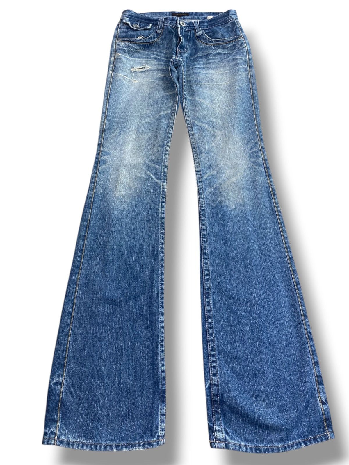 Japanese Brand Japanese Brand Grunde Faded Wash Style Flare Jeans Size US 27 - 1 Thumbnail