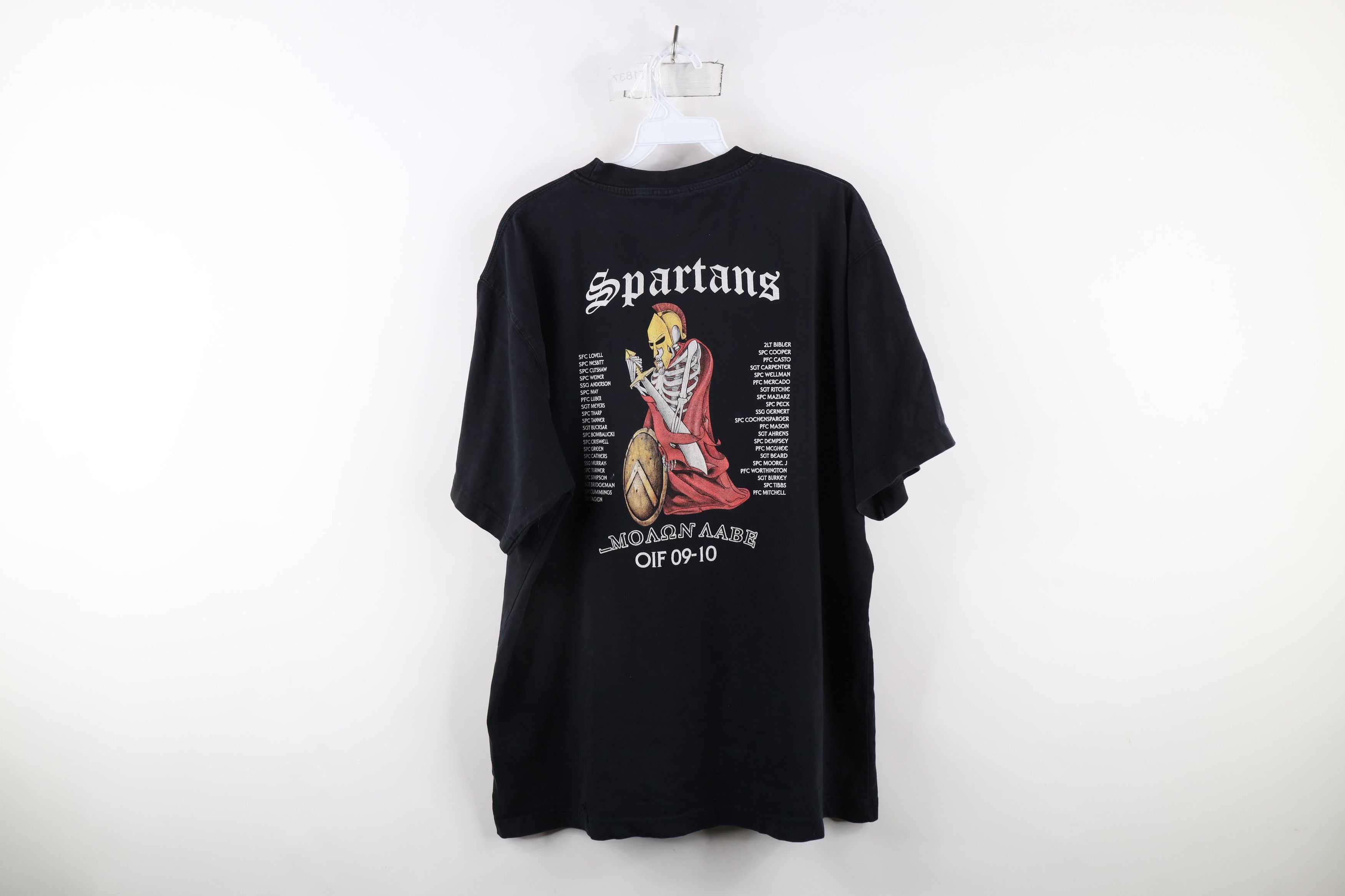 Vintage Vintage Y2K Police 585th MP Co Spartans T-Shirt Black Size US XL / EU 56 / 4 - 13 Thumbnail