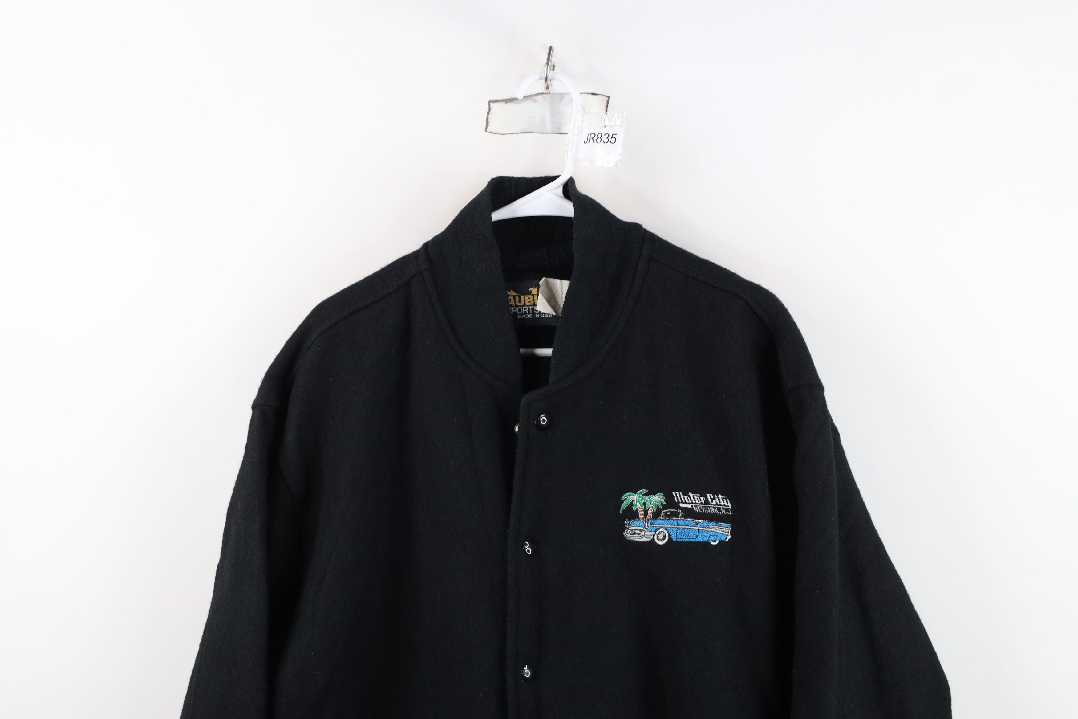 Vintage Vintage 90s City Casino Wool Varsity Bomber Jacket Black USA Size US XL / EU 56 / 4 - 2 Thumbnail