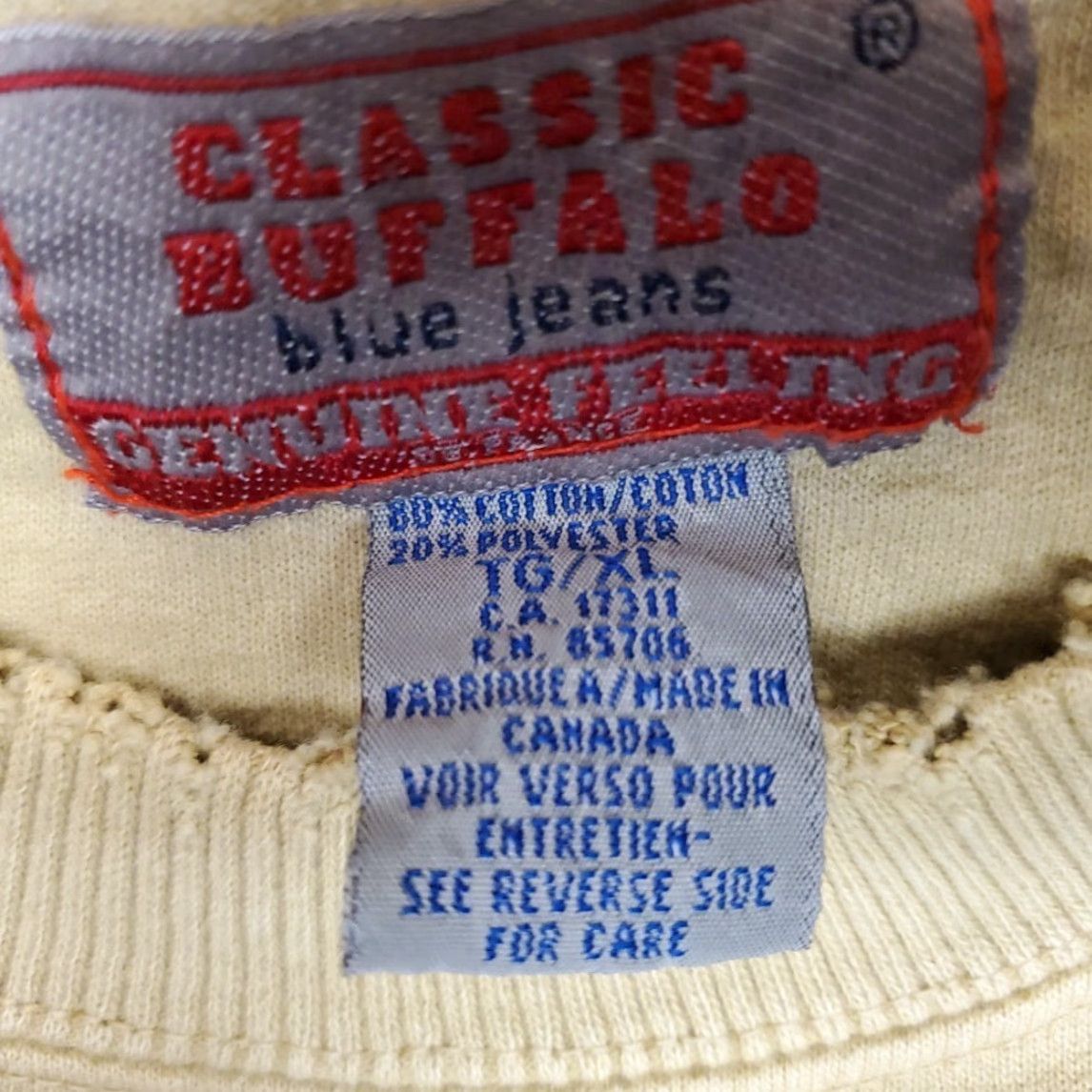 Vintage VINTAGE Buffalo Jeans Sweatshirt XL Tan Embroidered Crewneck 90s Made in Canada Mens Size US XL / EU 56 / 4 - 6 Thumbnail