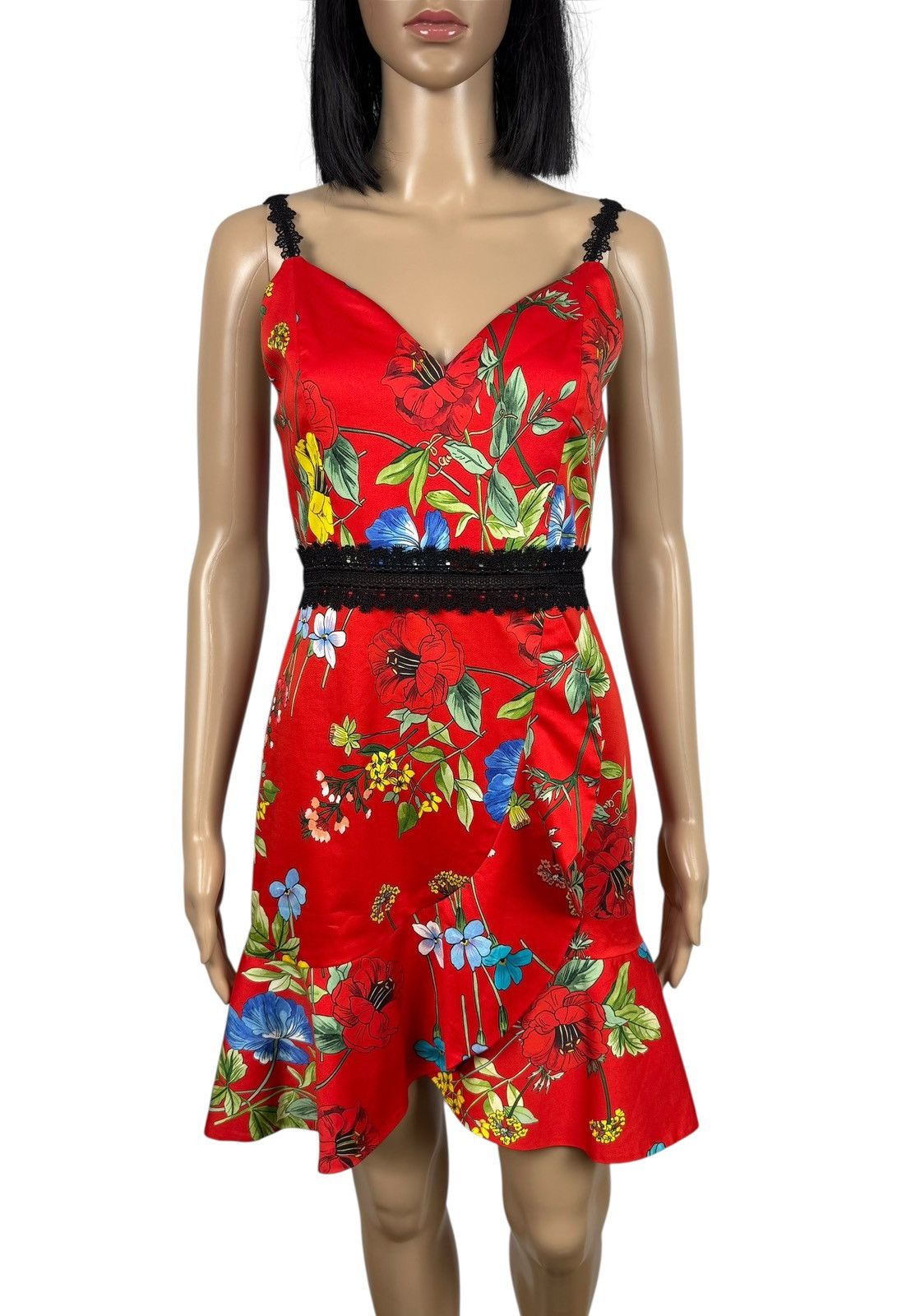 Alice + Olivia Alice + Olivia Kirby Lace-Trim Ruffled Floral Dress Cotton Size S / US 4 / IT 40 - 3 Thumbnail
