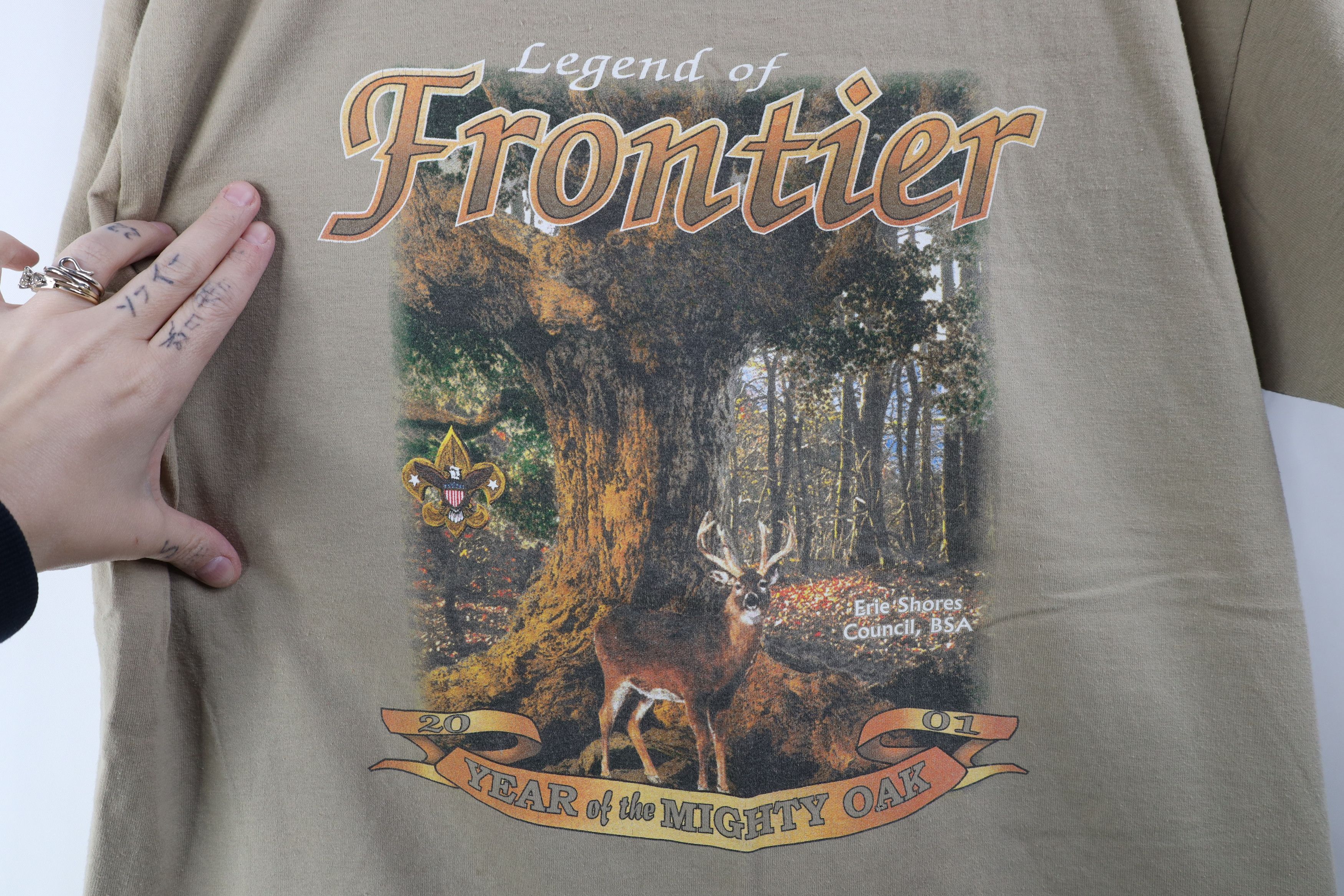 Fruit Of The Loom Vintage Y2K 2001 Boys of America Legend of Frontier T-Shirt Size US L / EU 52-54 / 3 - 4 Thumbnail