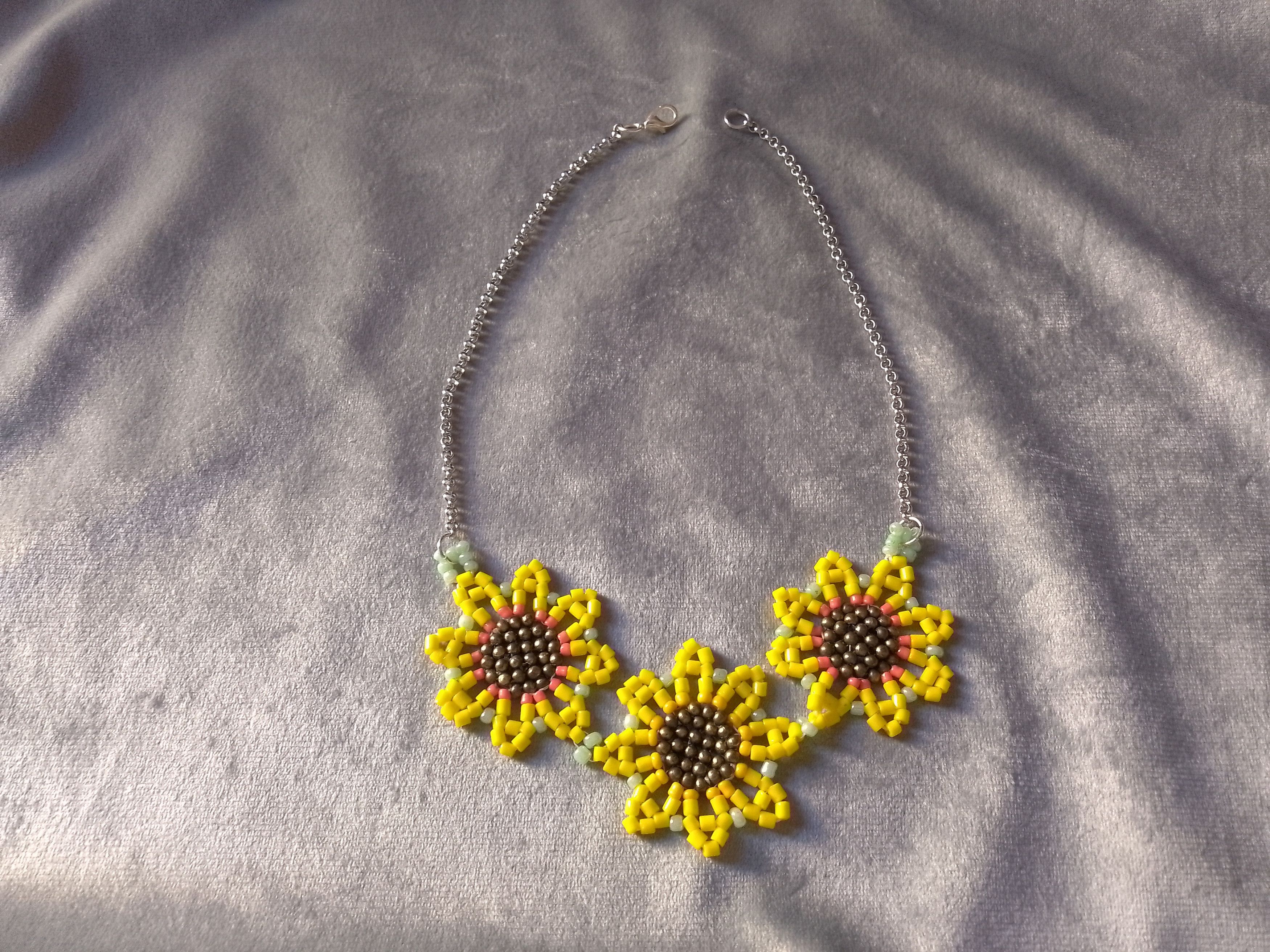 Handmade Necklace Sunflower Beaded Boho style Elegant Size ONE SIZE - 1 Thumbnail