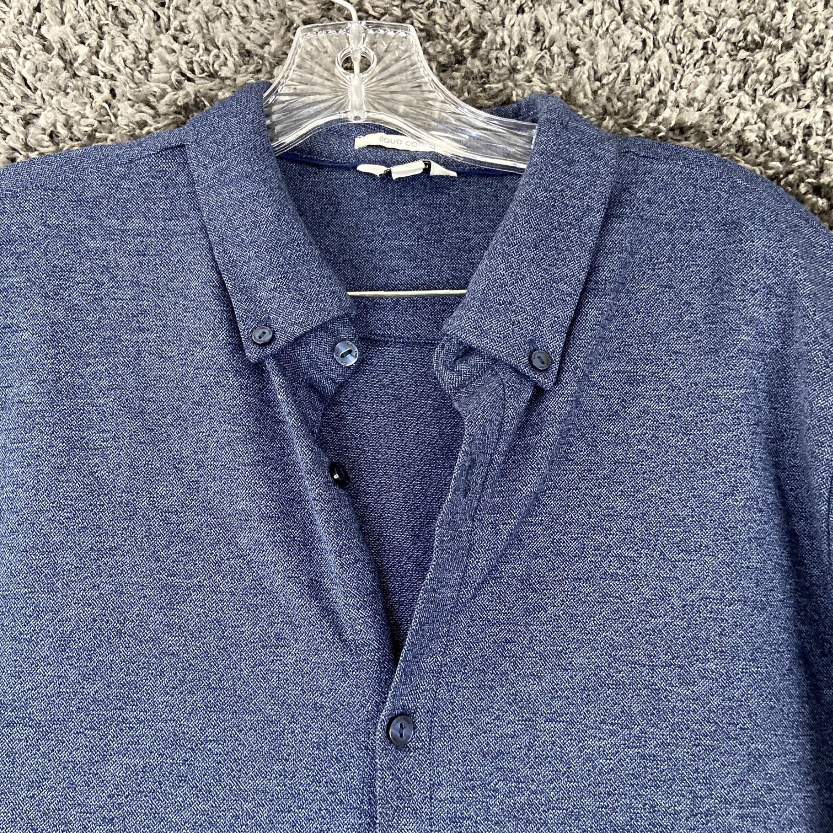 Calvin Klein CALVIN KLEIN Button-Up Shirt Liquid Cotton Adult Large Blue Mens Size US L / EU 52-54 / 3 - 4 Thumbnail