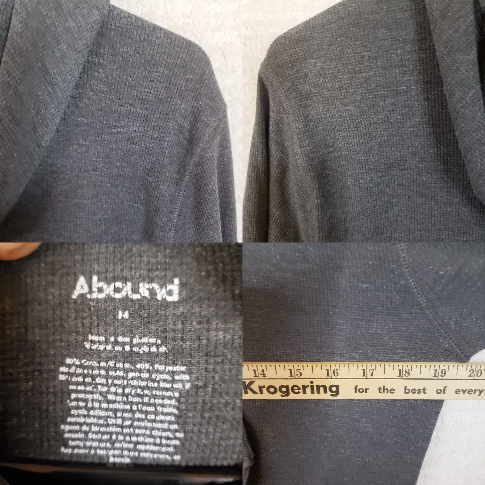 Vintage ABOUND Sweatshirt Gray M Hooded Waffle Knit Light Weight Drawstring Women Size M / US 6-8 / IT 42-44 - 8 Thumbnail
