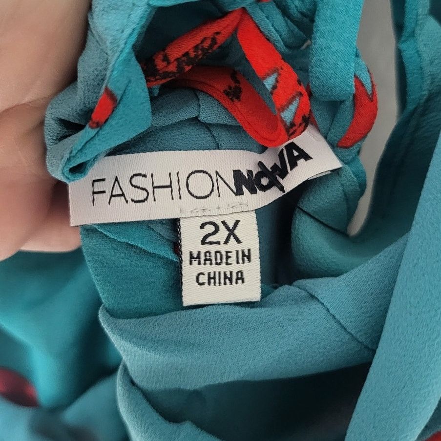 Other Fashion Nova Live for the Frill Maxi Dress in Teal/Combo -2X Size XXL / US 16-18 / IT 52-54 - 3 Thumbnail