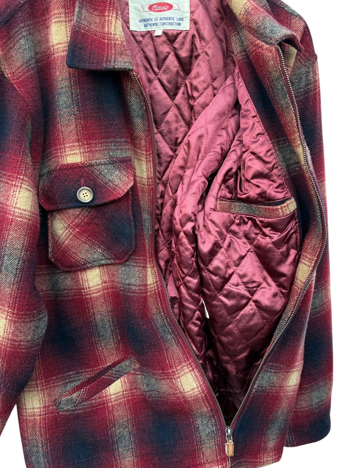 Vintage Vintage Classic Burgundy Wool Plaid Tartan Works Jacket Size US L / EU 52-54 / 3 - 6 Thumbnail