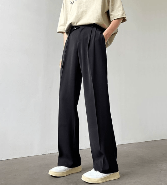 Japanese Brand × Vintage Men's Japanese black loose straight casual suit pants Size US 32 / EU 48 - 1 Thumbnail
