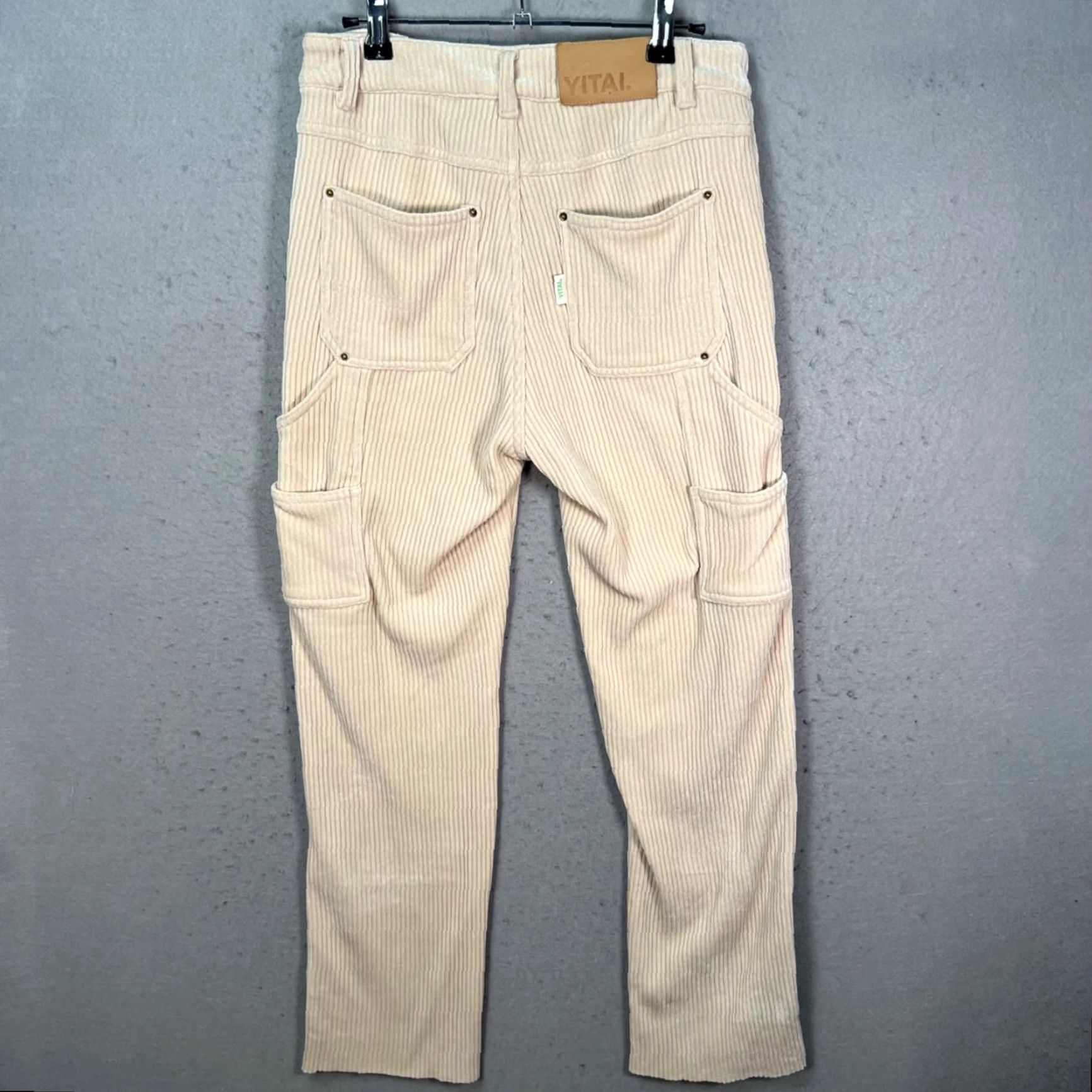 Vintage VINTAGE Yitai Mens XS Beige Corduroy Double Knee Carpenter Pants Utility Size US 27 - 2 Thumbnail
