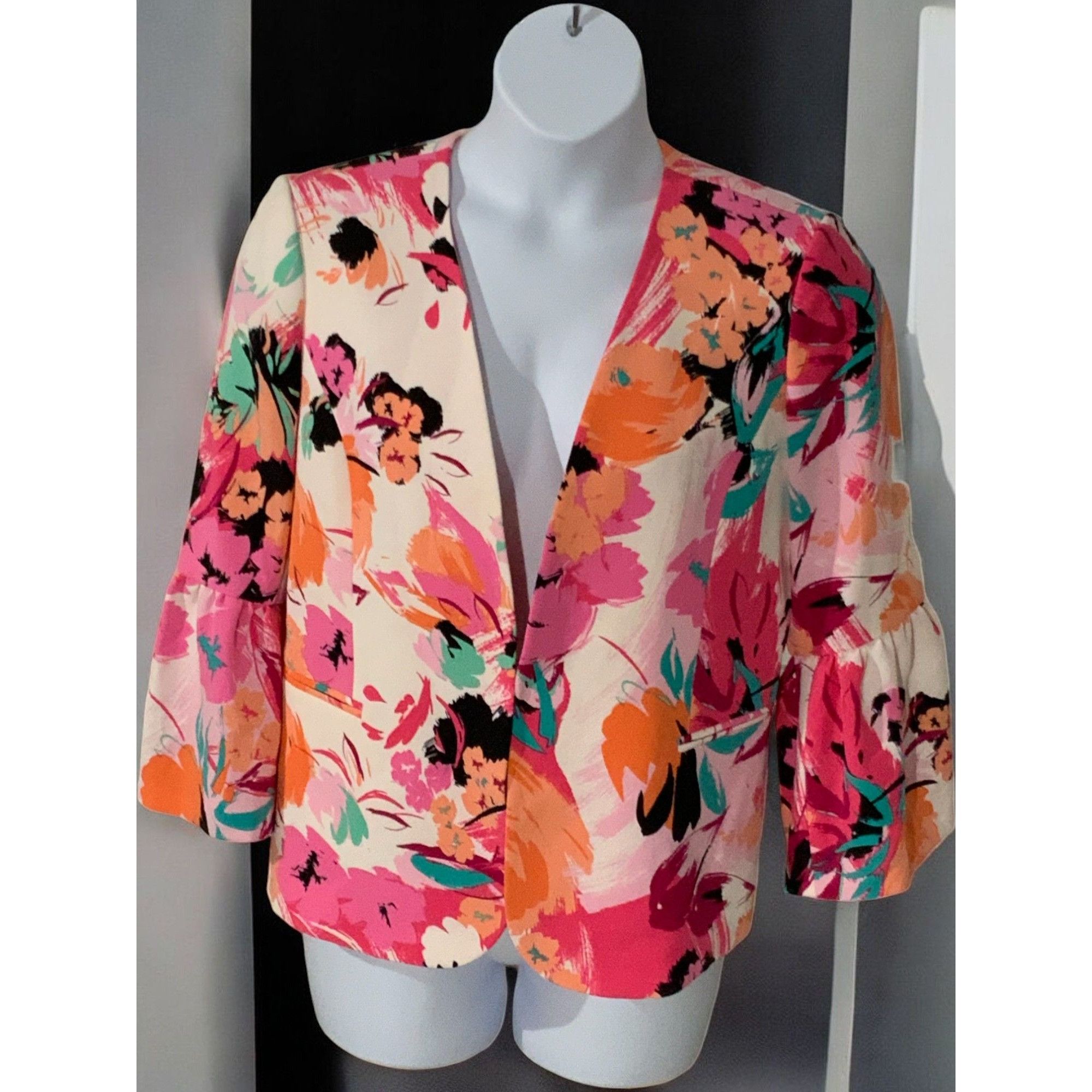 Nine West Nine West Womens Floral Bell Quarter Sleeve Blazer Size 12 Size XL / US 12-14 / IT 48-50 - 8 Thumbnail