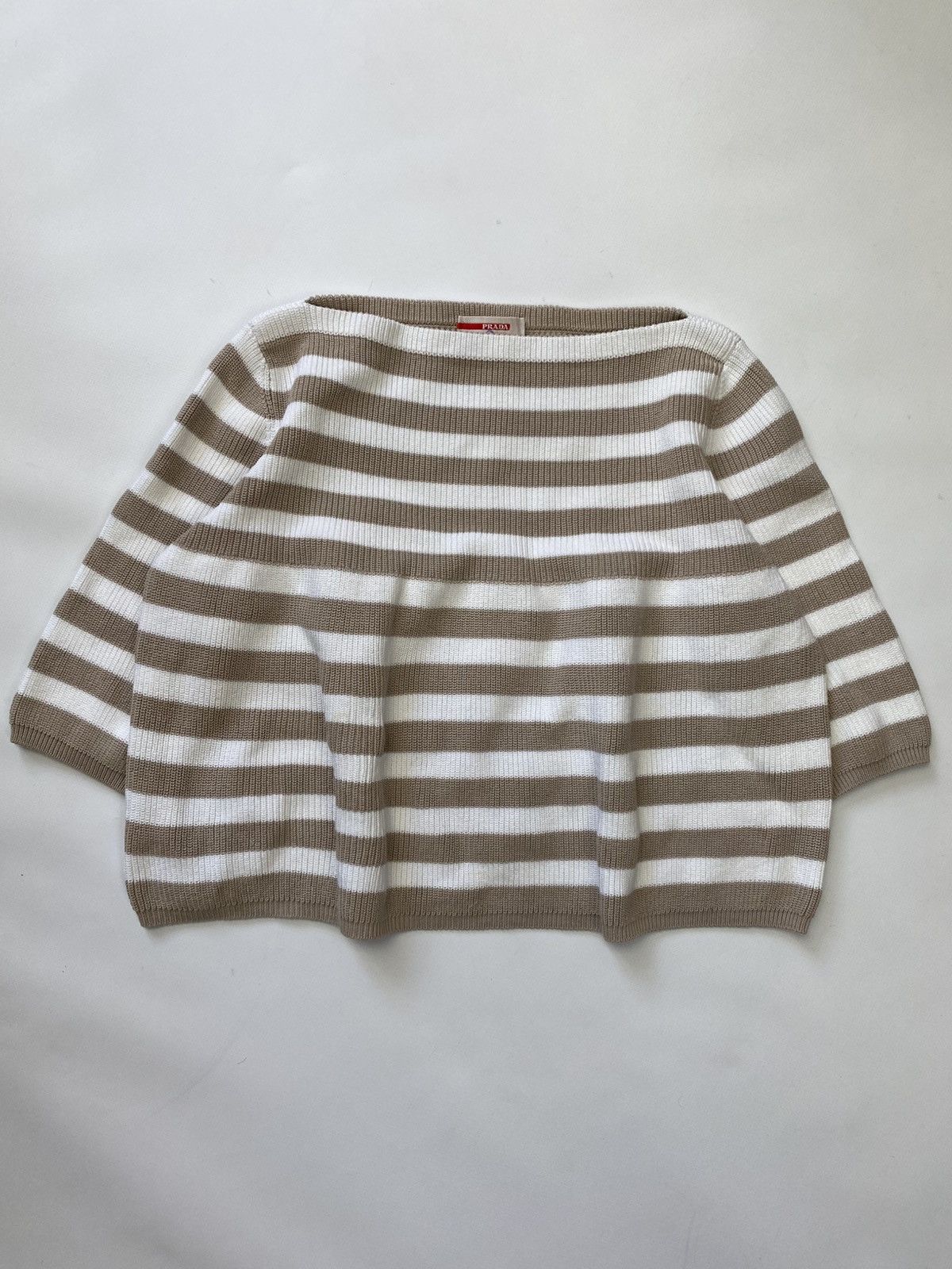 Prada Vintage Rare Women's Prada Mesh Knit Beige Top Sweater Y2k Size M / US 6-8 / IT 42-44 - 1 Thumbnail
