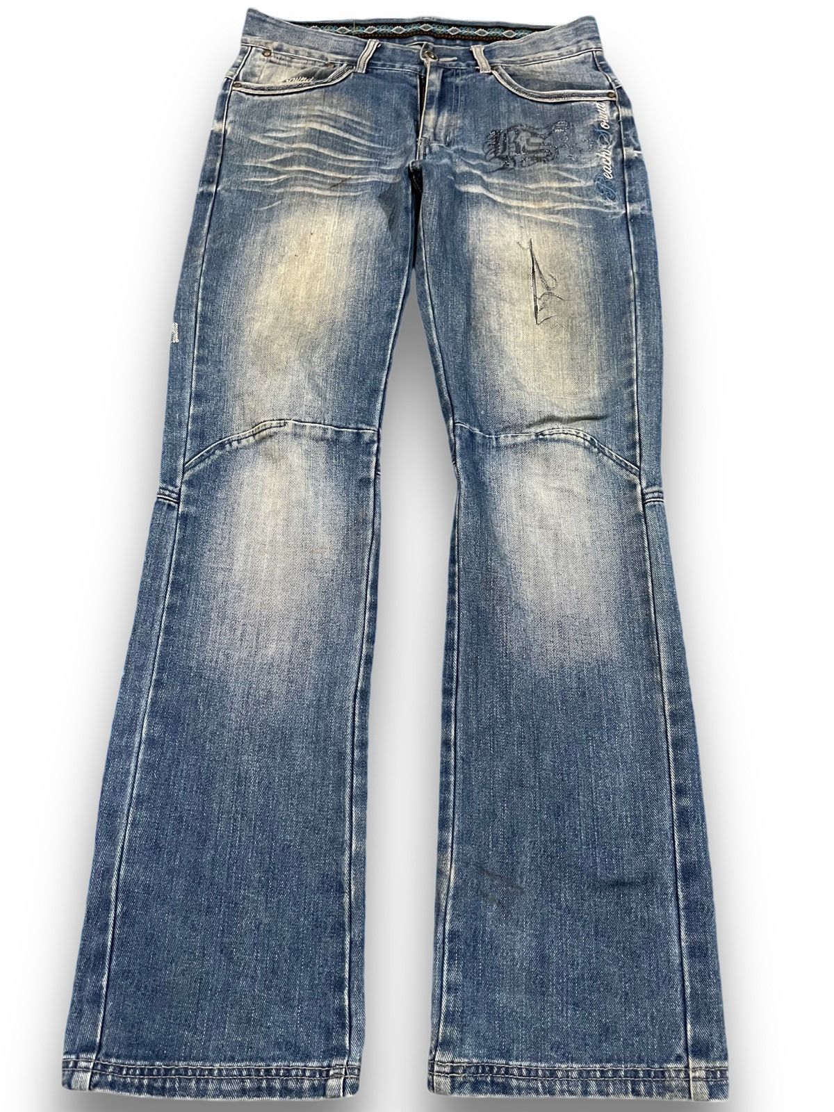 14th Addiction Vintage Sound Beach Flare Unique Grafitti Denim Size US 33 - 2 Thumbnail