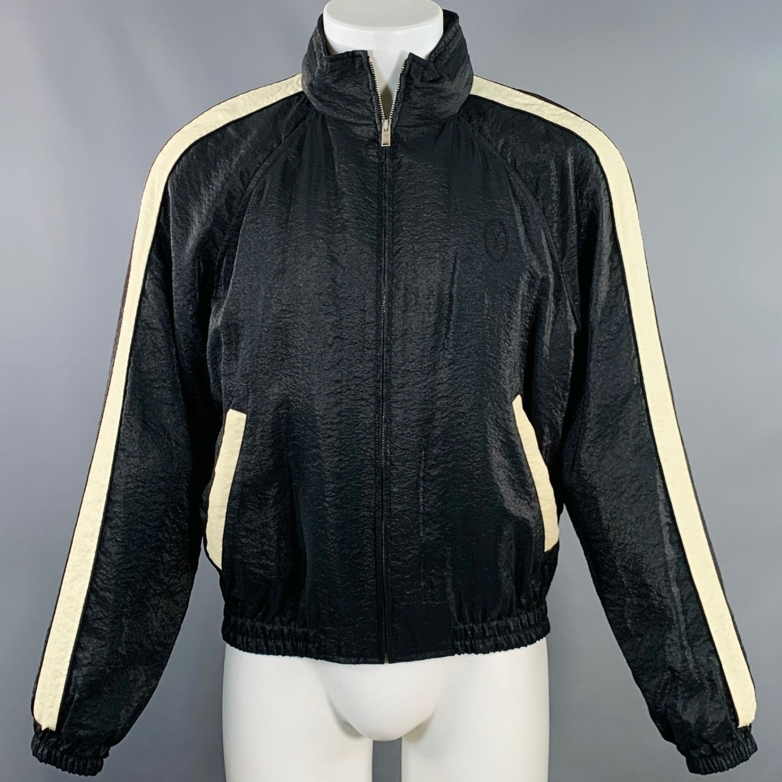 Saint Laurent Paris SAINT LAURENT Black White Viscose Blend Zip Up Track Jacket Size US L / EU 52-54 / 3 - 1 Thumbnail