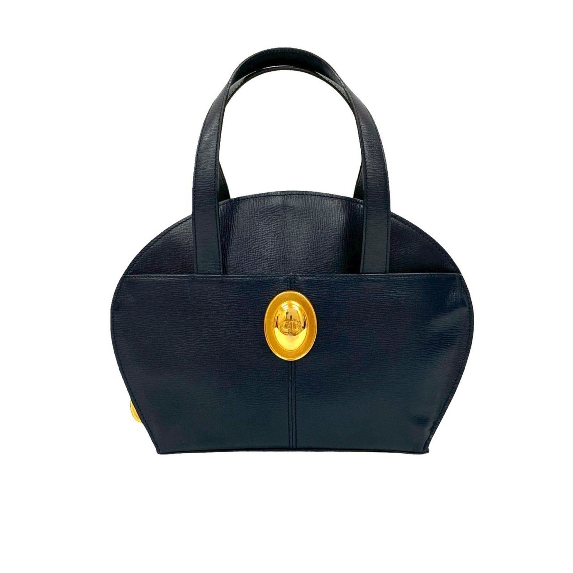 Dior Christian Dior CD logo hardware leather genuine handbag Boston bag tote navy 31989 Size ONE SIZE - 1 Thumbnail