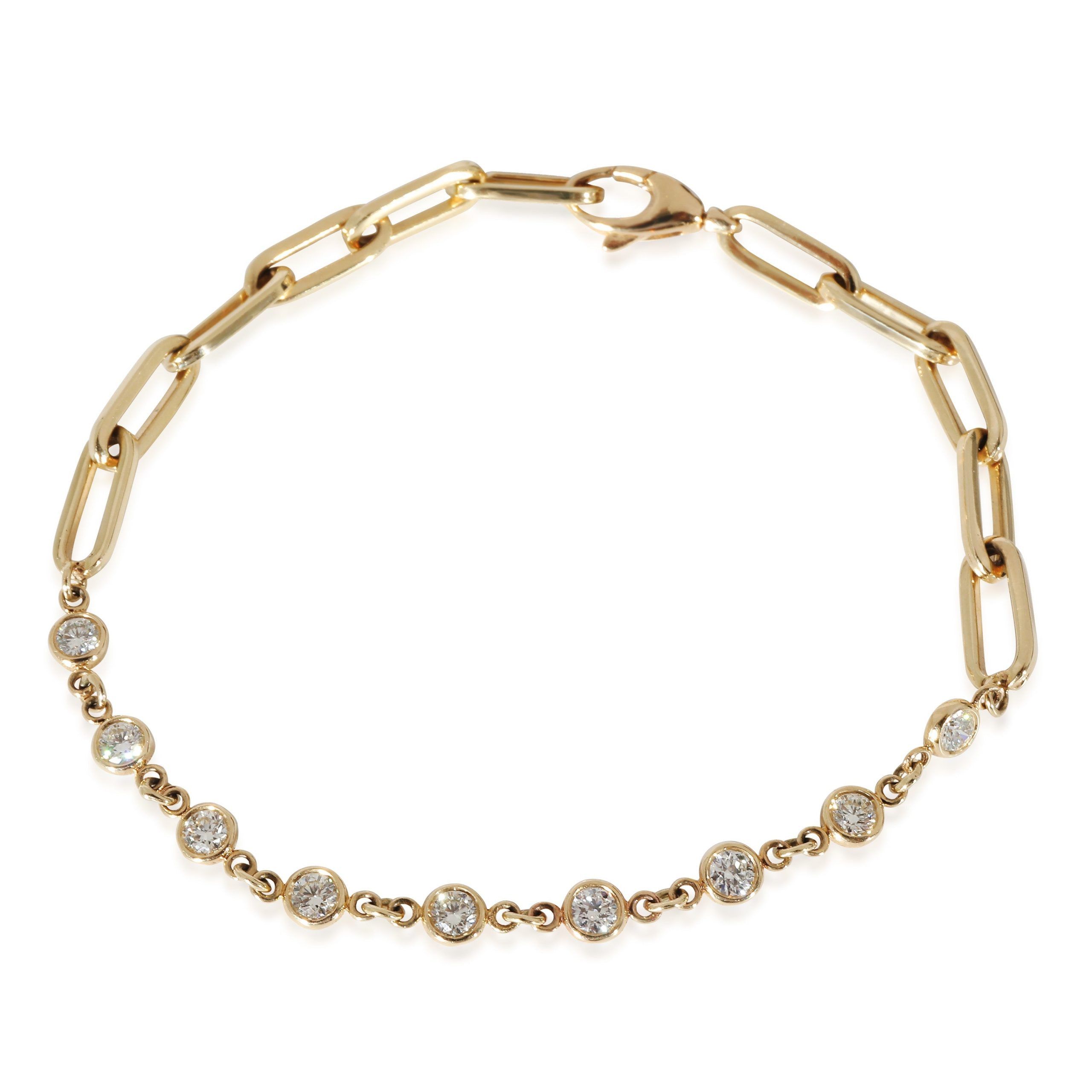 Other Diamond Bezel Set Paperclip Bracelet in 14K Yellow Gold 0.85 CTW Size ONE SIZE - 1 Thumbnail