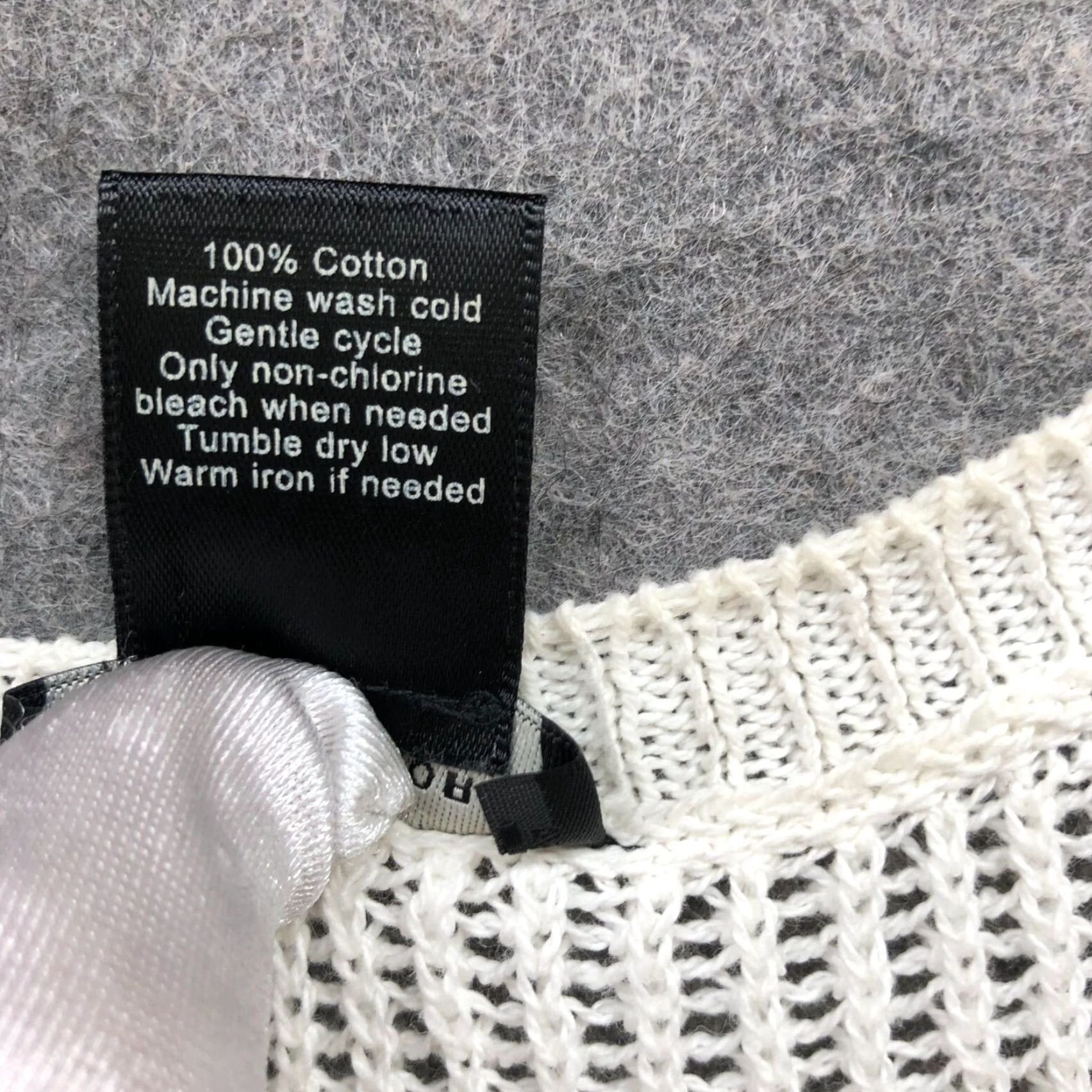 Ann Taylor Ann Taylor Open Knit Tunic Sweater Womens XL Crewneck Ivory Beige Striped Cotton Size XL / US 12-14 / IT 48-50 - 7 Thumbnail