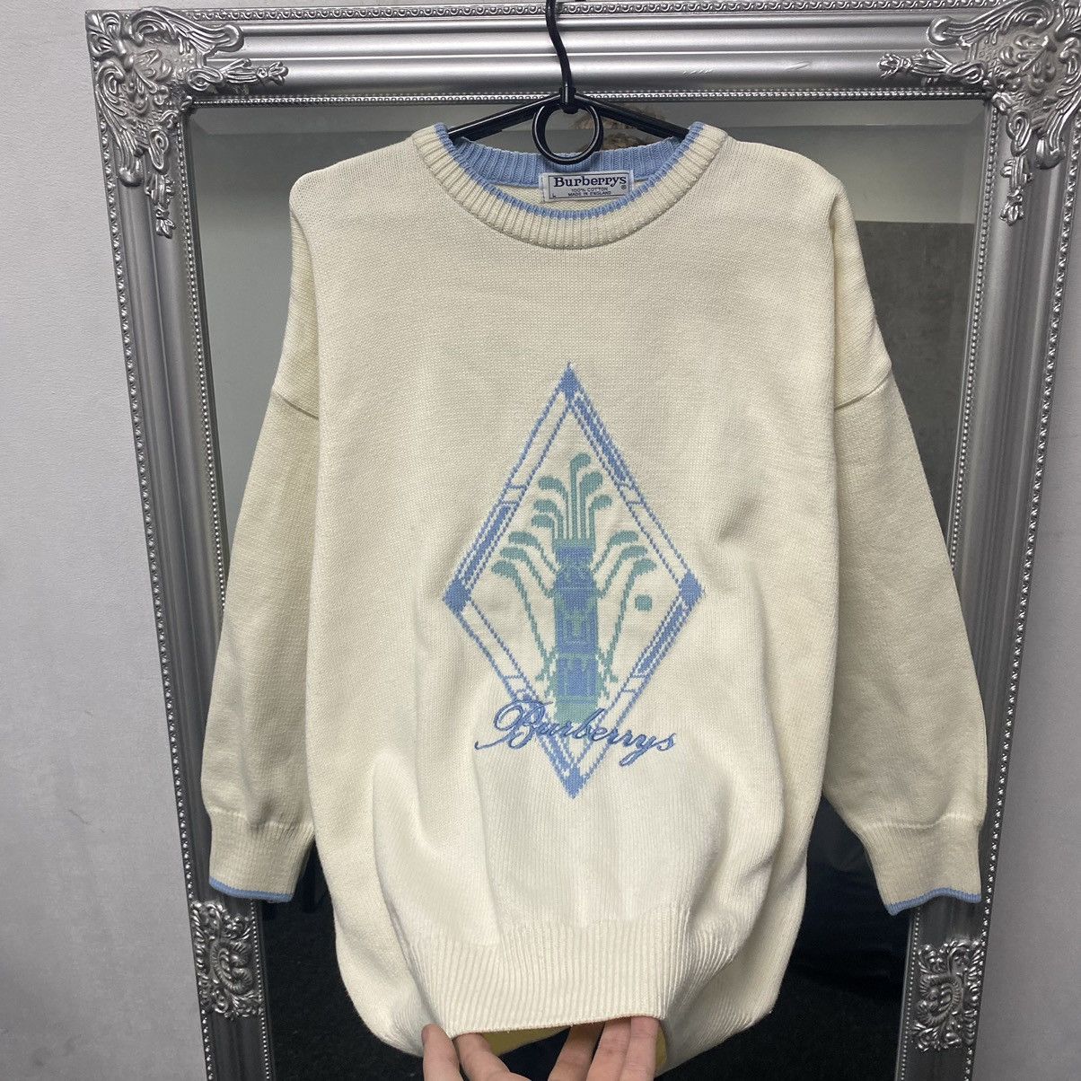 Burberry Vintage Burberry sweater Big Logo luxury Rare Size US L / EU 52-54 / 3 - 3 Thumbnail