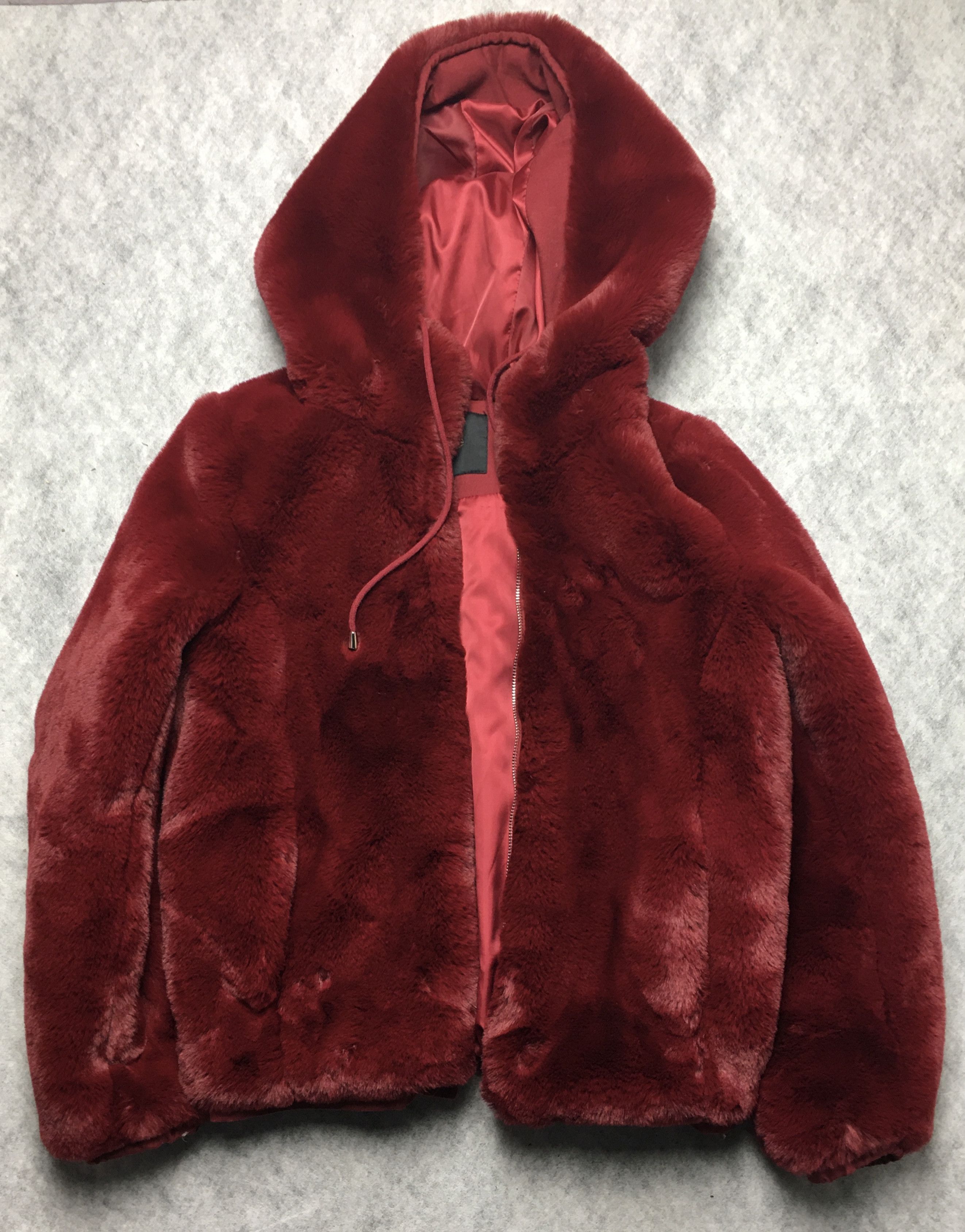 Maje MAJE Burgundy Faux Fur Jacket Size EU 36 Size S / US 4 / IT 40 - 9 Thumbnail