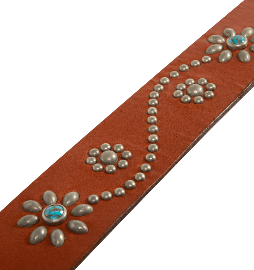 Full Count & Co. o1h1sh11225 Size:32/Turquoise Flower Studs Belt in Brown Size ONE SIZE - 3 Thumbnail