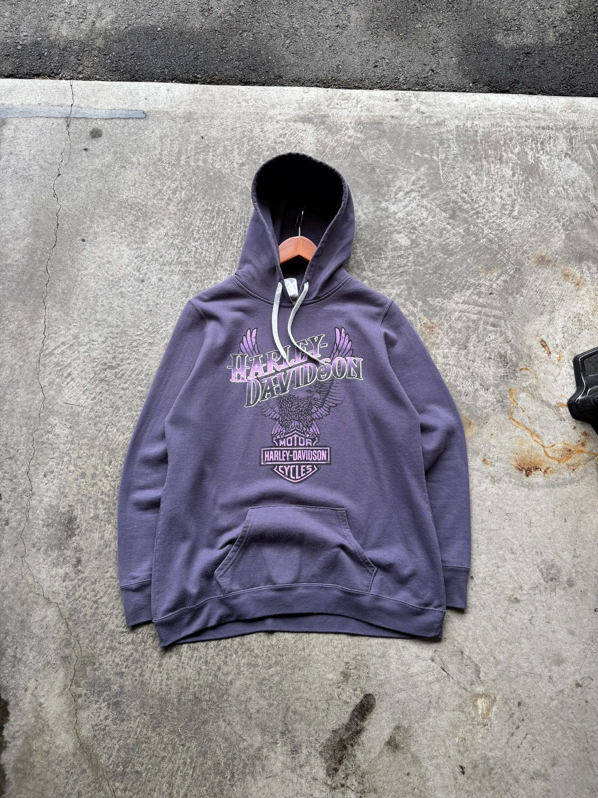 Harley Davidson × Japanese Brand Vintage Y2K Harley Davidson purple pullover baggy hoodie Size US XL / EU 56 / 4 - 1 Thumbnail
