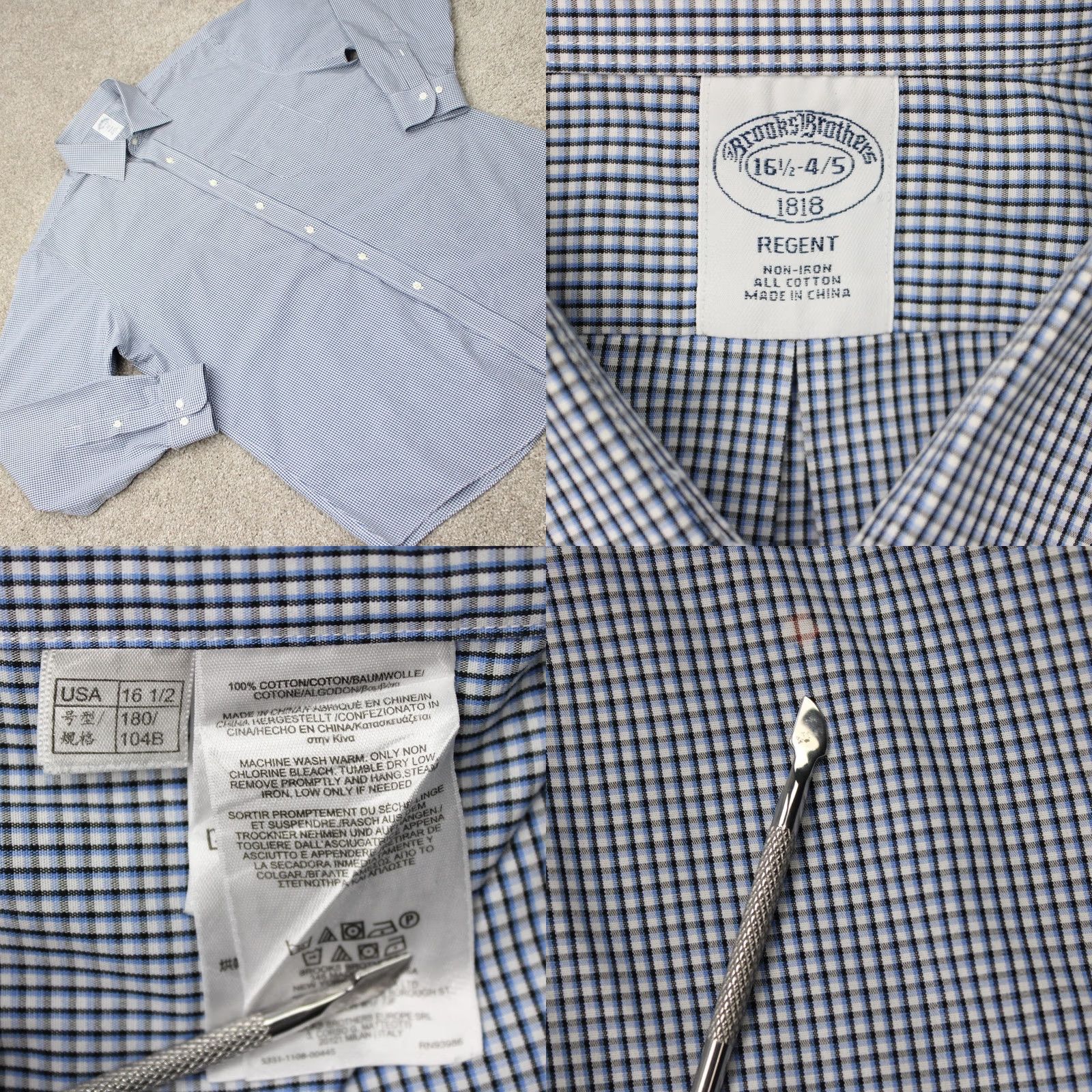 Brooks Brothers Brooks Brothers Regent Shirt Mens 16 1/2, 4/5 Blue Non-Iron L/S Button Dress Shirt Regular Size US XL / EU 56 / 4 - 8 Thumbnail
