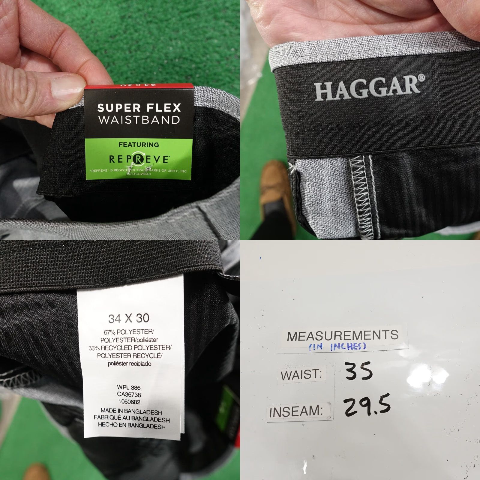 Haggar Haggar Dress Pants Mens 34x30 Gray Super Flex Comfort Waistband Repreve Dress Pants Size US 34 / EU 50 - 8 Thumbnail
