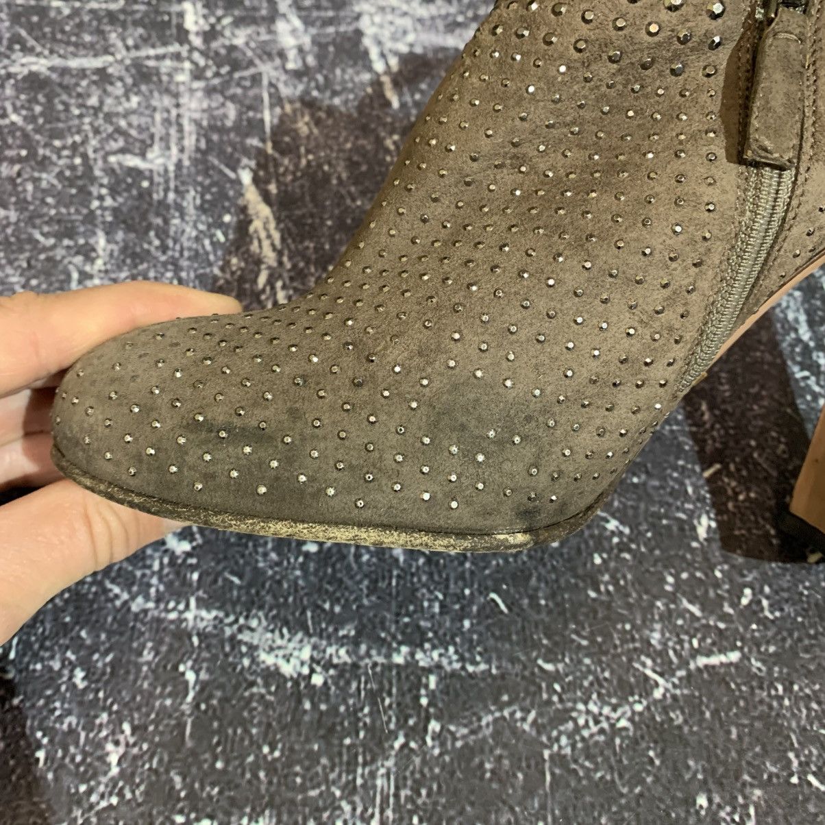 Prada PRADA Taupe Suede Studded Ankle Boots Heels Size 38.5 Size US 8.5 / IT 38.5 - 11 Thumbnail