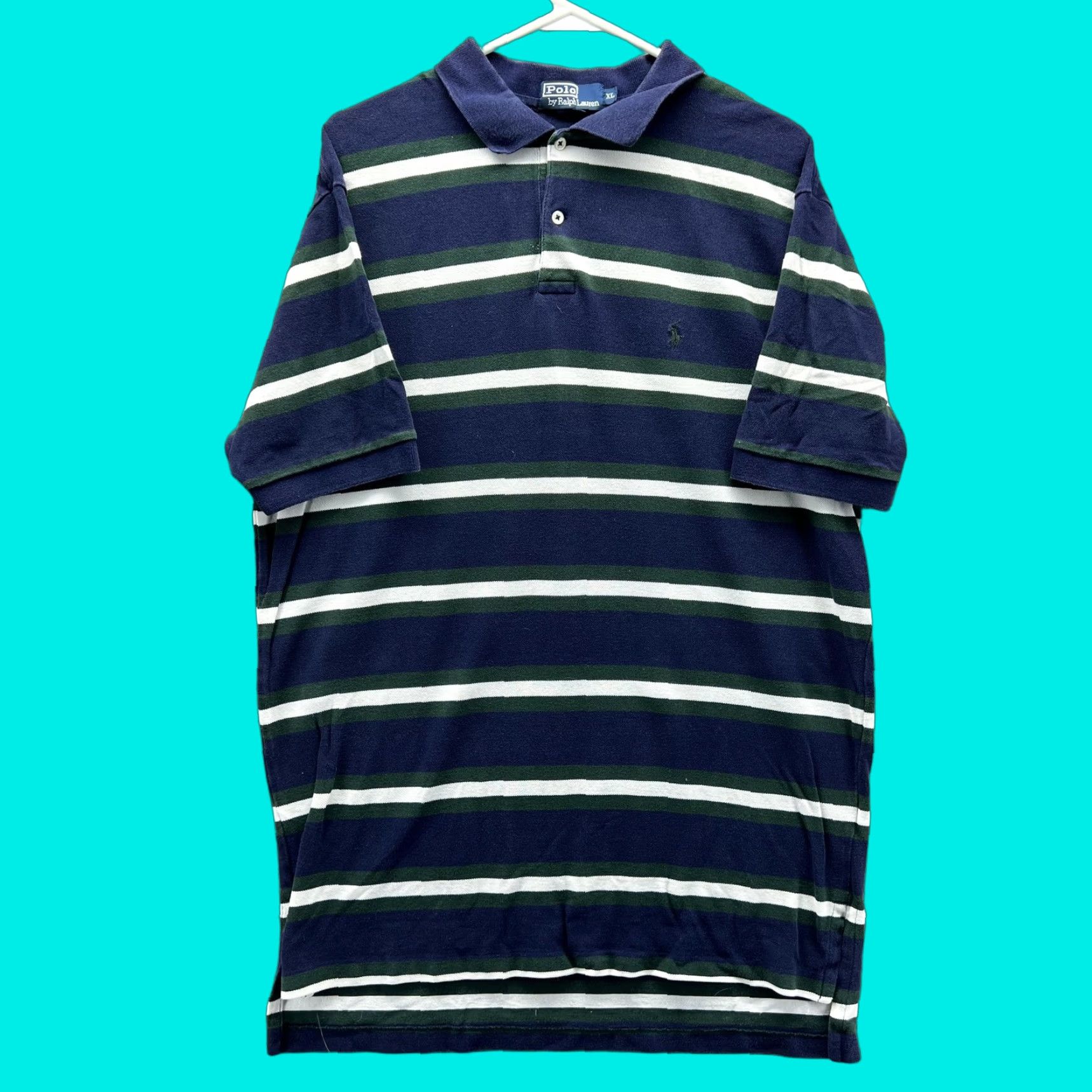 Polo Ralph Lauren VINTAGE Polo by Ralph Lauren Polo Shirt Mens XL Blue Stripe Pony Casual Tall Polo Shirt Mens XL Blue Stripe Pony Logo Casual Size US XL / EU 56 / 4 - 1 Thumbnail