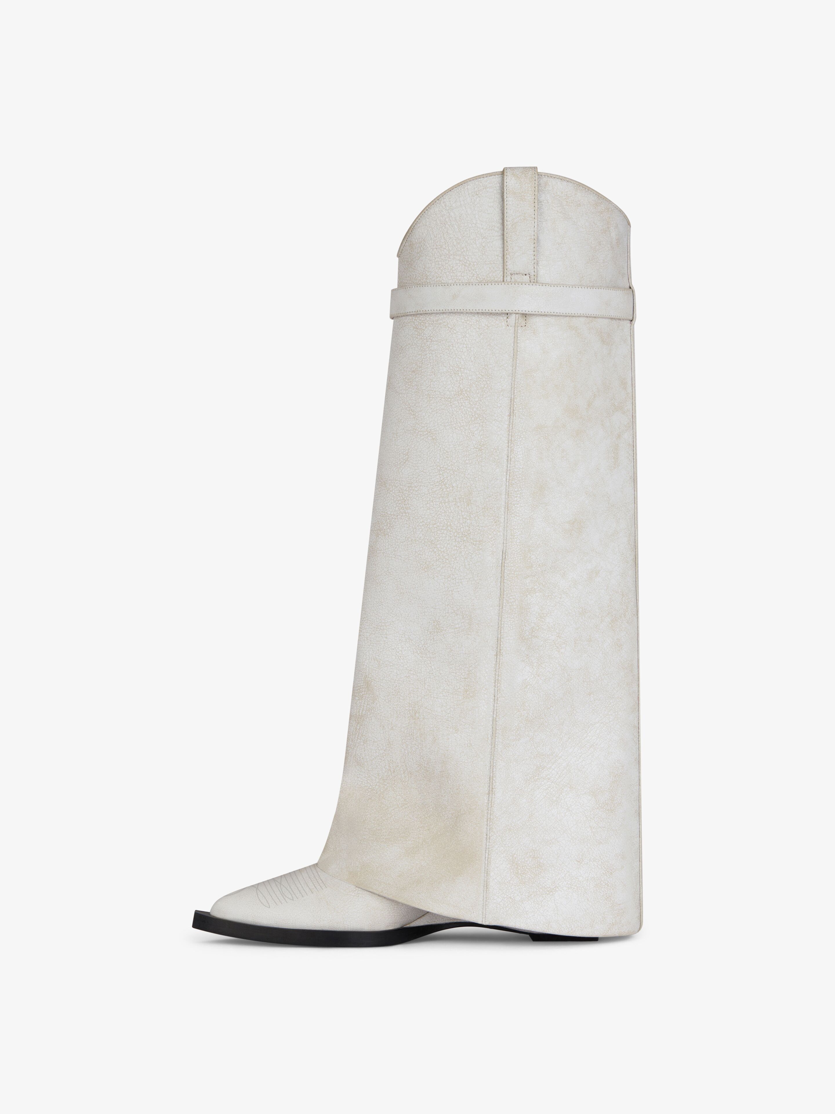 Givenchy o1srvl11e0525 Shark Lock Cowboy High Boots 60mm in Ivory Size US 11 / IT 41 - 3 Thumbnail