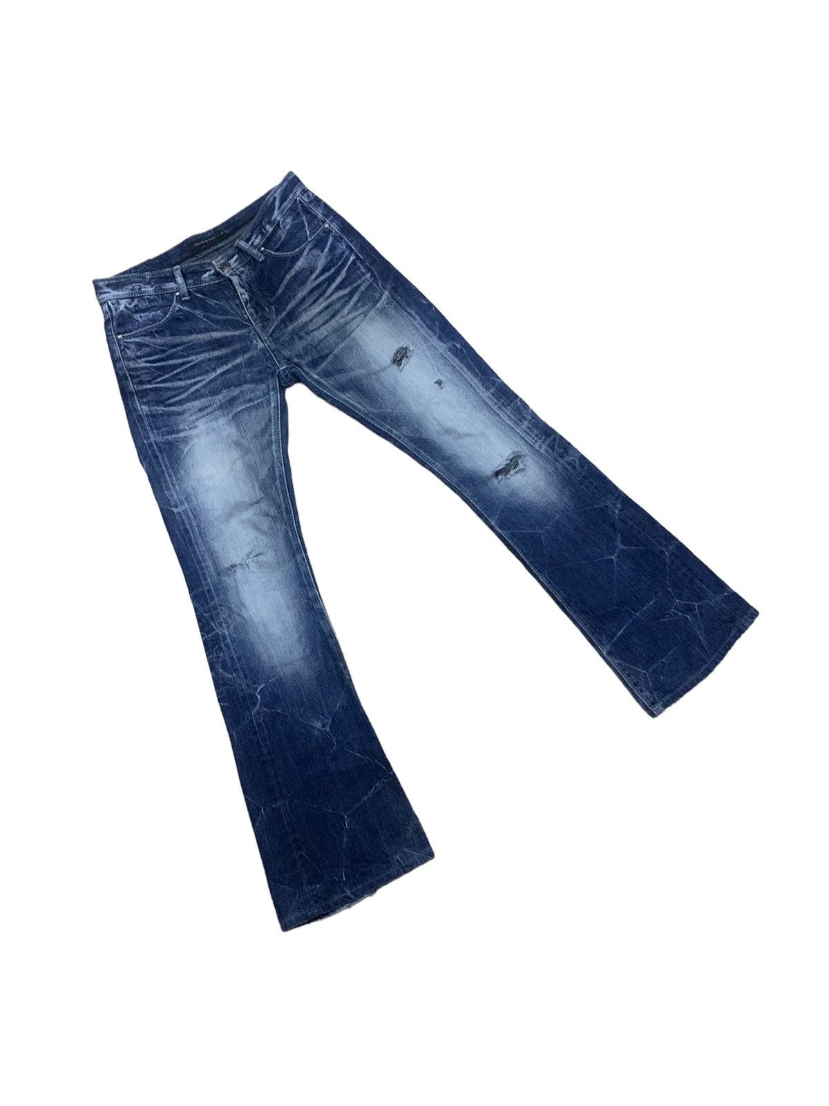 GOSTAR DE FUGA × Japanese Brand 🔥Flare🔥 Vintage Gostar De Fuga Distress Button Fly Jean Size US 31 - 6 Thumbnail