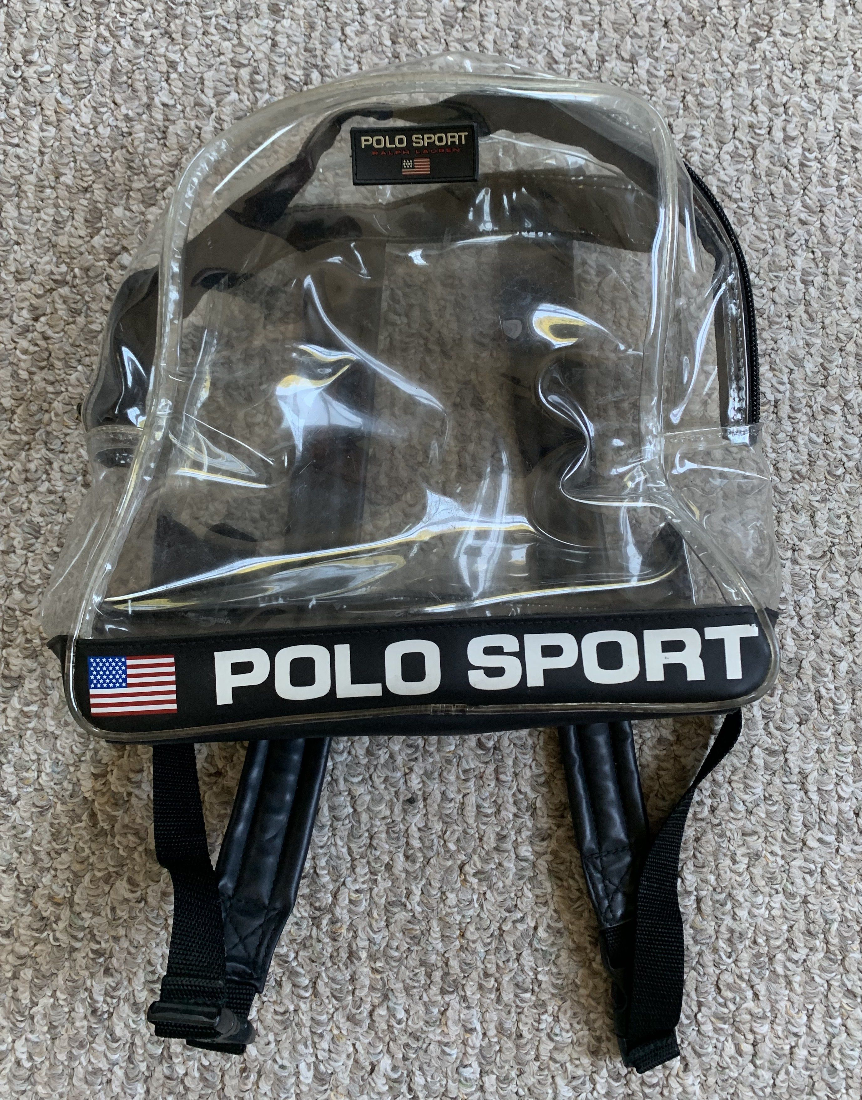 Vintage 90s Ralph Lauren Polo Sport Clear Logo Backpack