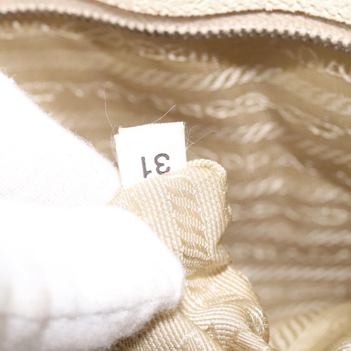 Prada PRADA Tote Bag Canvas Leather Beige White Silver Size ONE SIZE - 11 Thumbnail