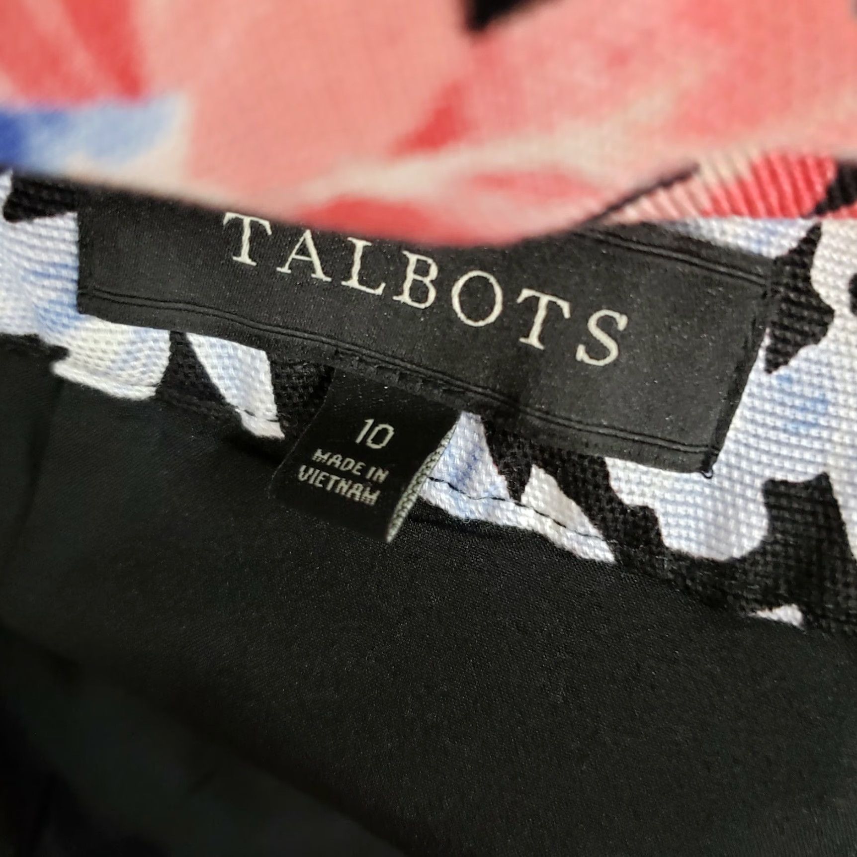 Talbots Talbots Skirt 10 Black Pink Floral Cotton Blend Zip Knee Length Womens Size 32" / US 10 / IT 46 - 3 Thumbnail