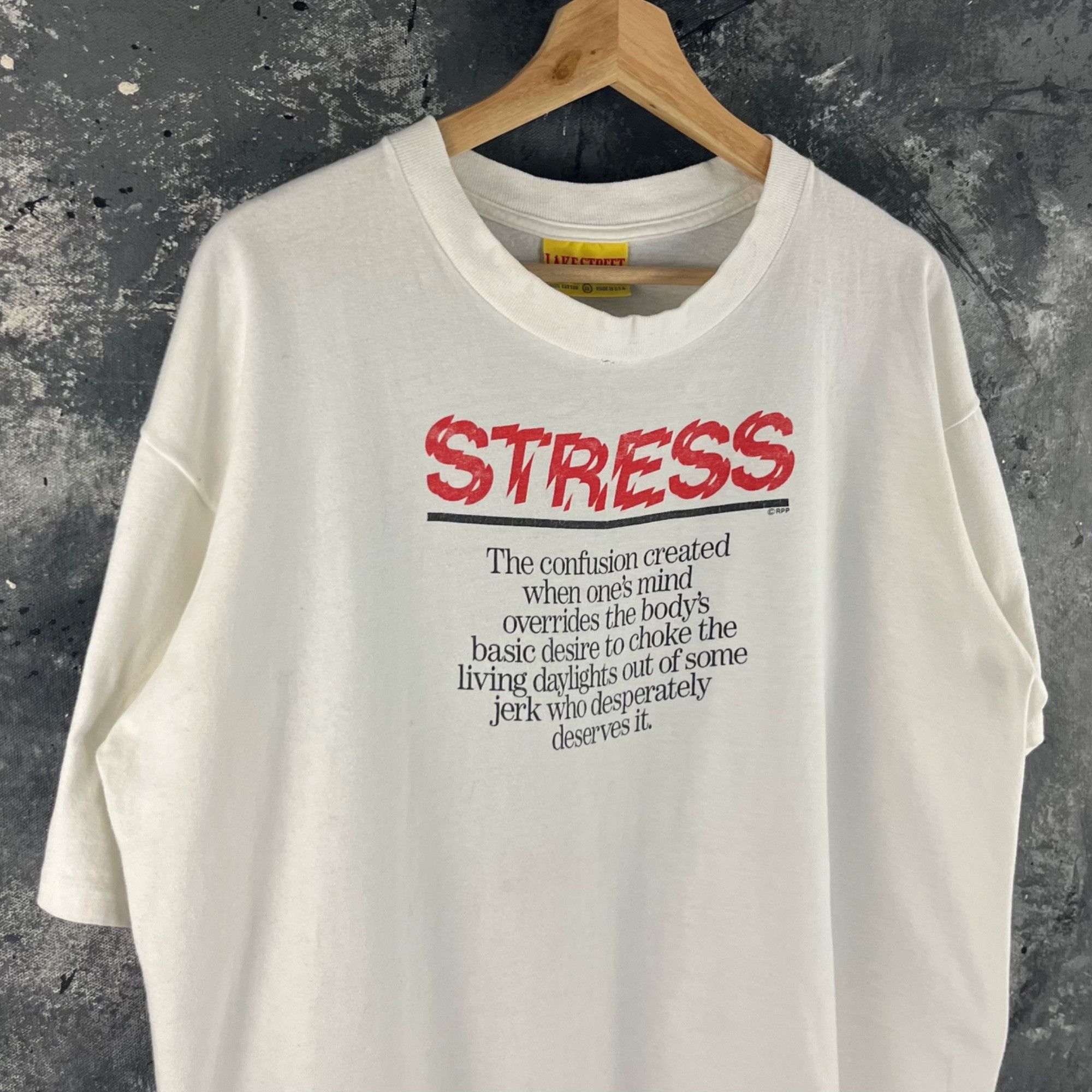 Vintage Vintage 90’s Stress script shirt Size US L / EU 52-54 / 3 - 2 Thumbnail