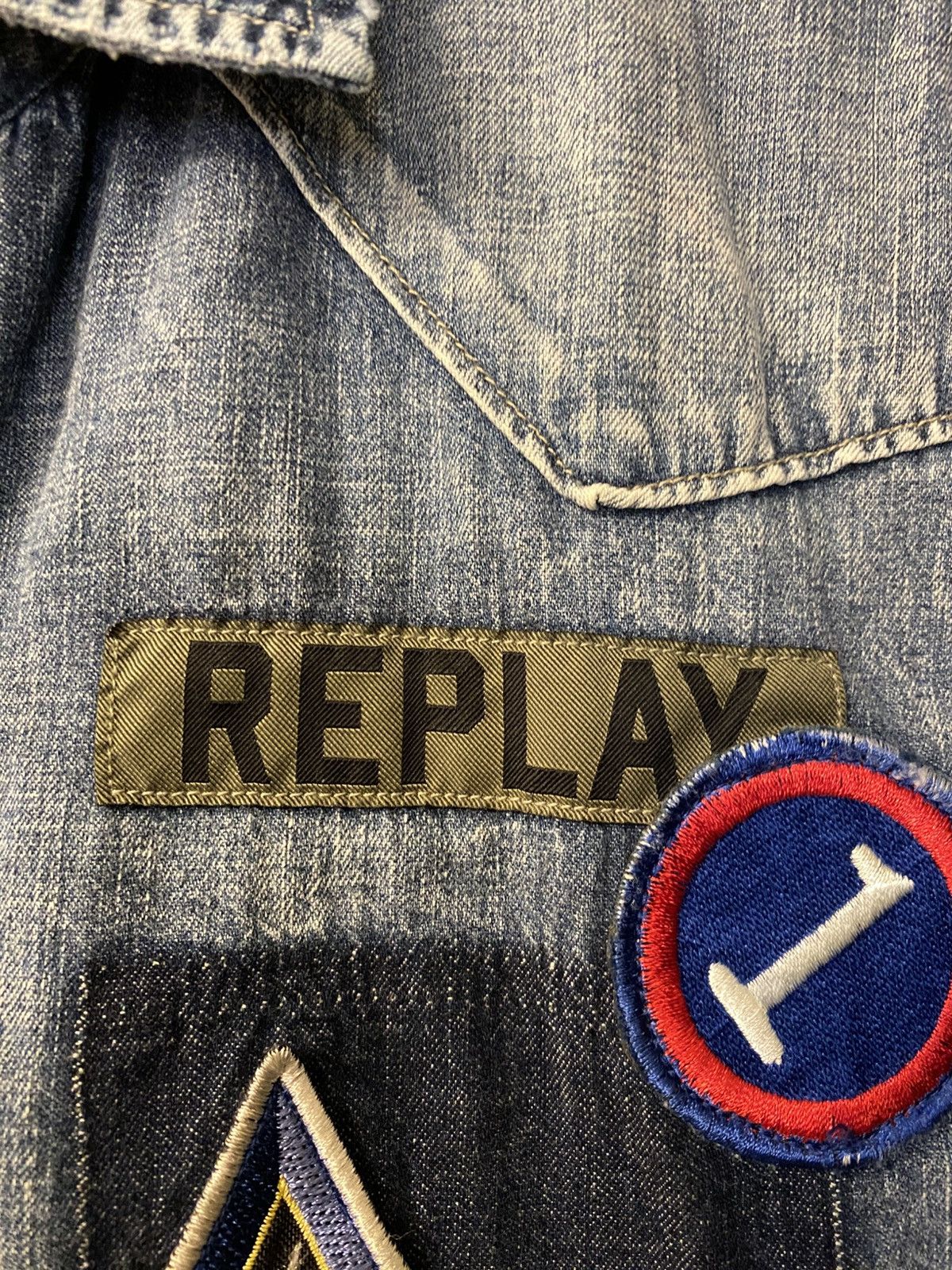 Replay Replay Heavy Washed Denim Patch Shirt | Size S | Military Size US S / EU 44-46 / 1 - 4 Thumbnail
