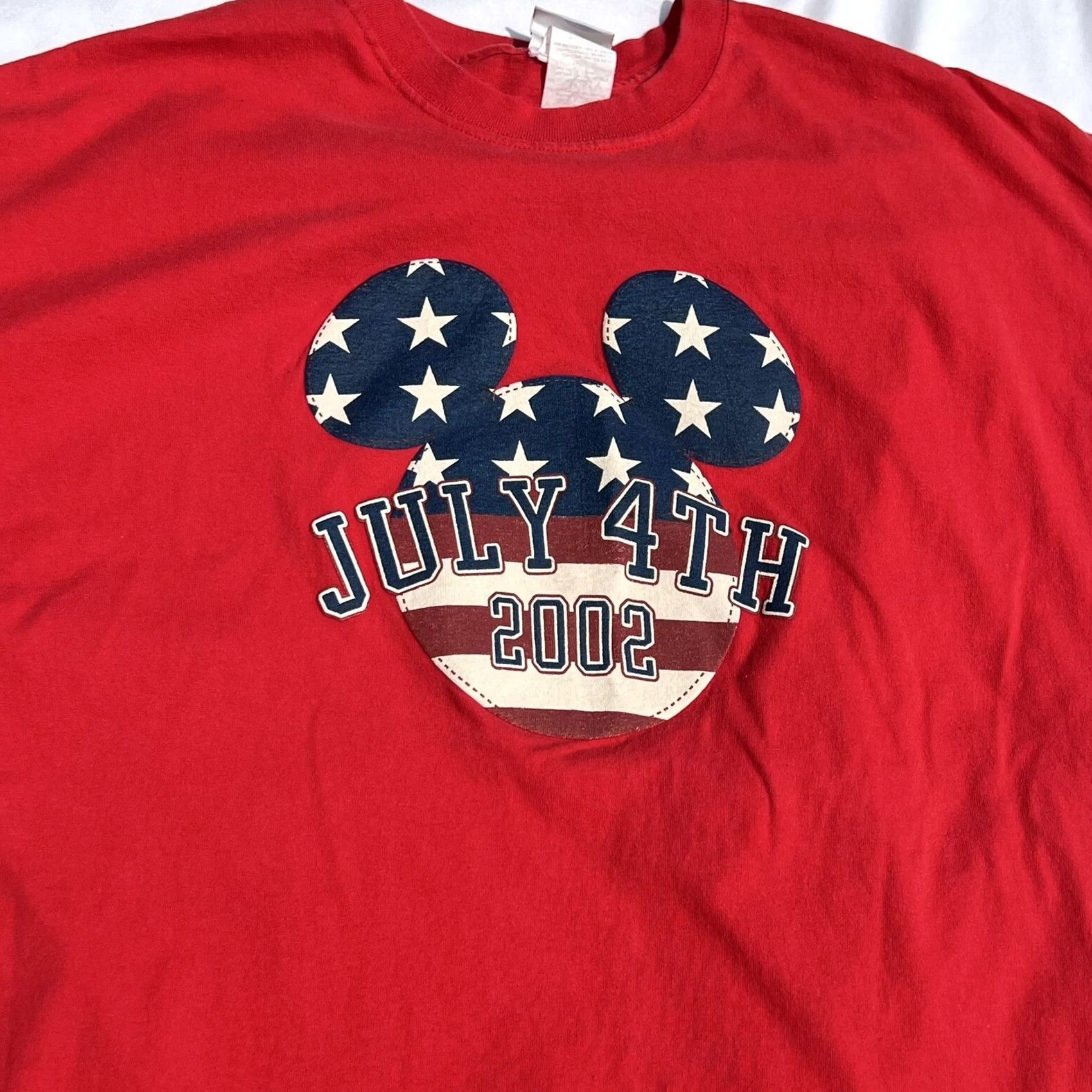 Disney VINTAGE Disney T-Shirt Mens Red 4th of July Mickey Mouse American Flag Sz L Womens/Mens? Size US L / EU 52-54 / 3 - 5 Thumbnail