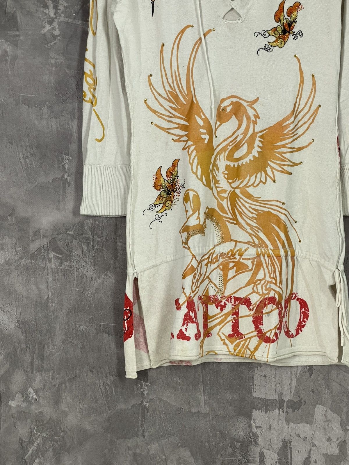 Christian Audigier × Designer × Ed Hardy Ed Hardy Women's Sweater Hoodie Dress y2k 2000s Size M / US 6-8 / IT 42-44 - 6 Thumbnail