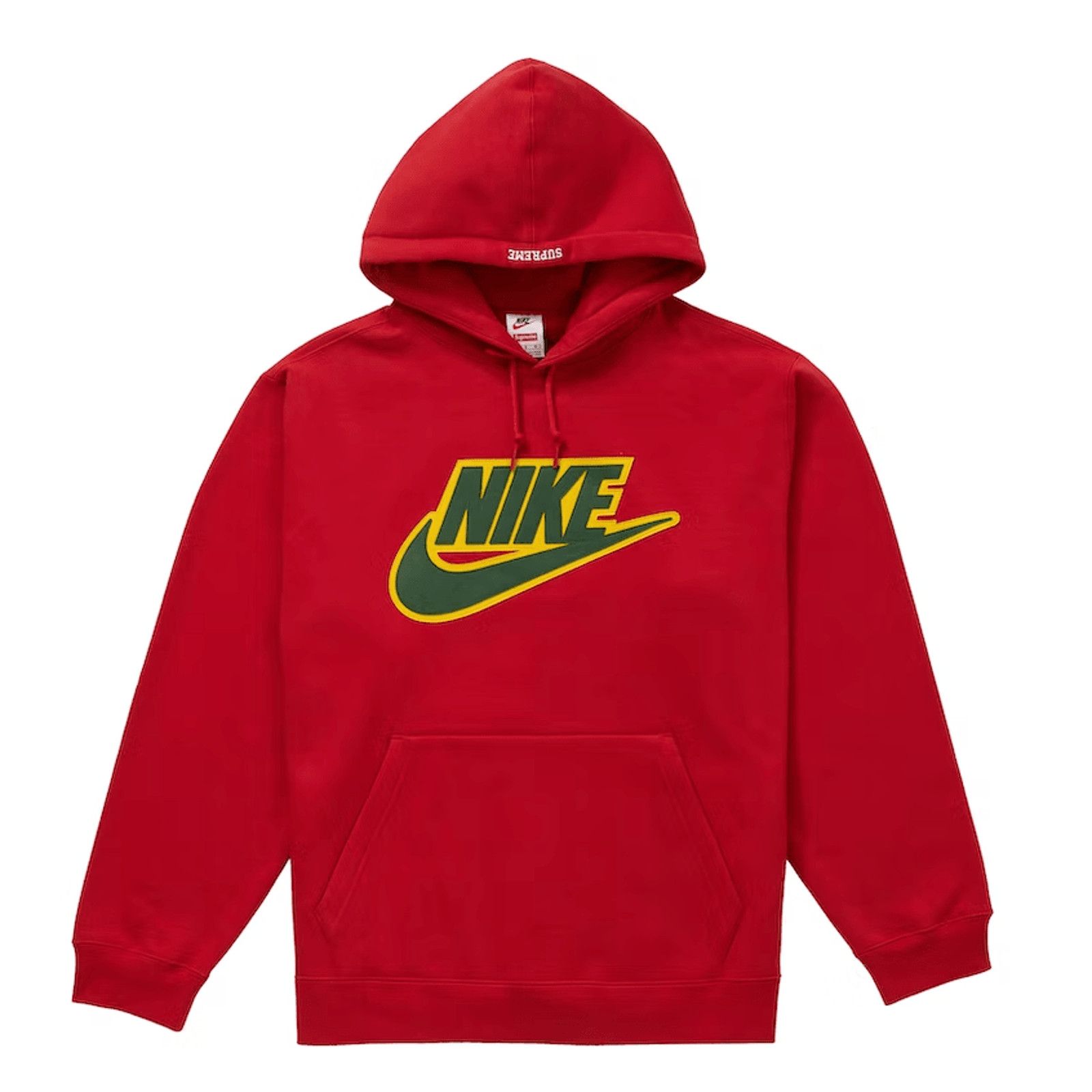 image of Supreme Nike Leather Applique Hooded Sweatshirt Red, Men's (Size Large)