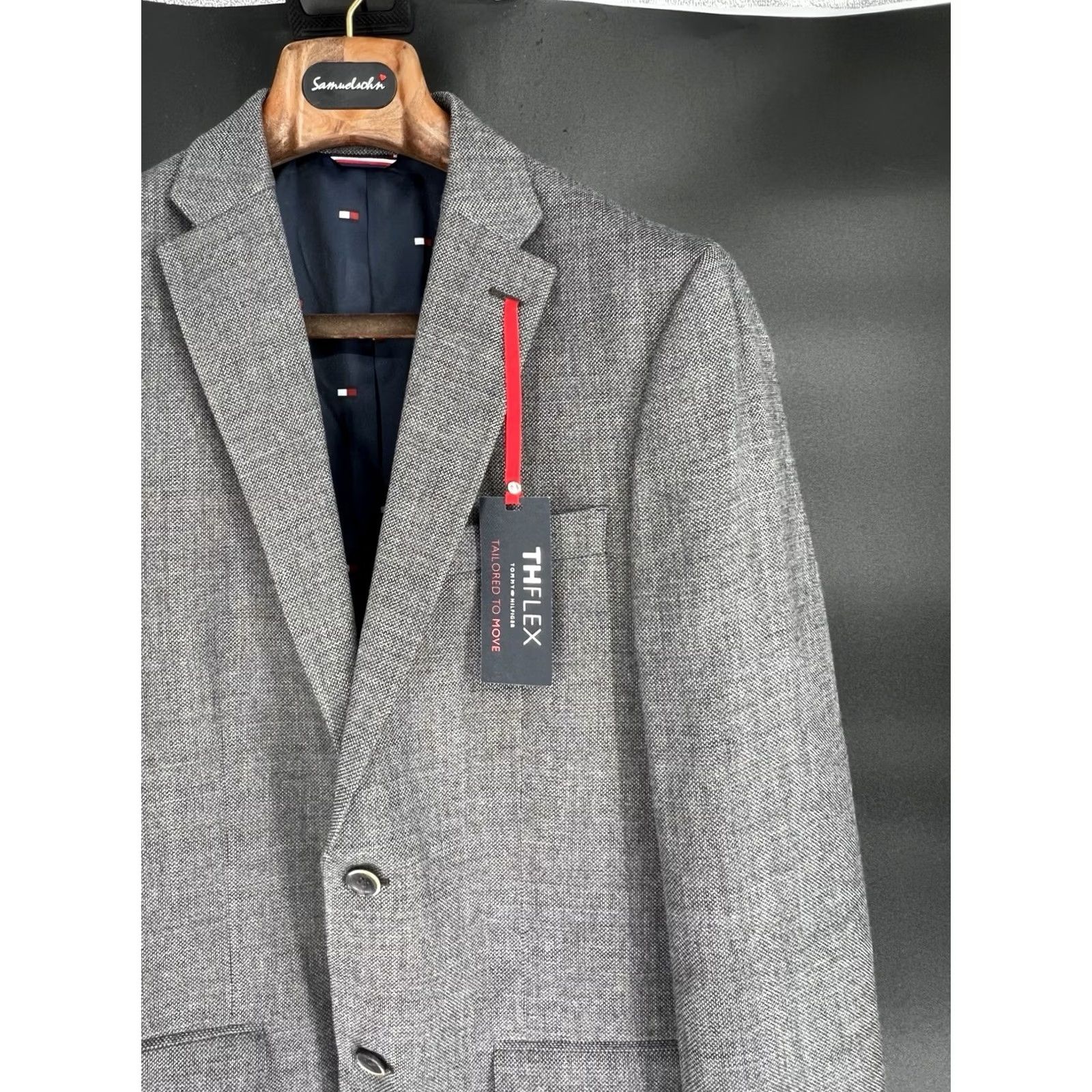 Tommy Hilfiger Tommy Hilfiger Sport Coat Jacket Gray 40 L Modern Fit Notch Lapel Double-Vented Plaid Wool Blend Formal Casual Mens Regular Blazer Coat Size 40R - 6 Thumbnail