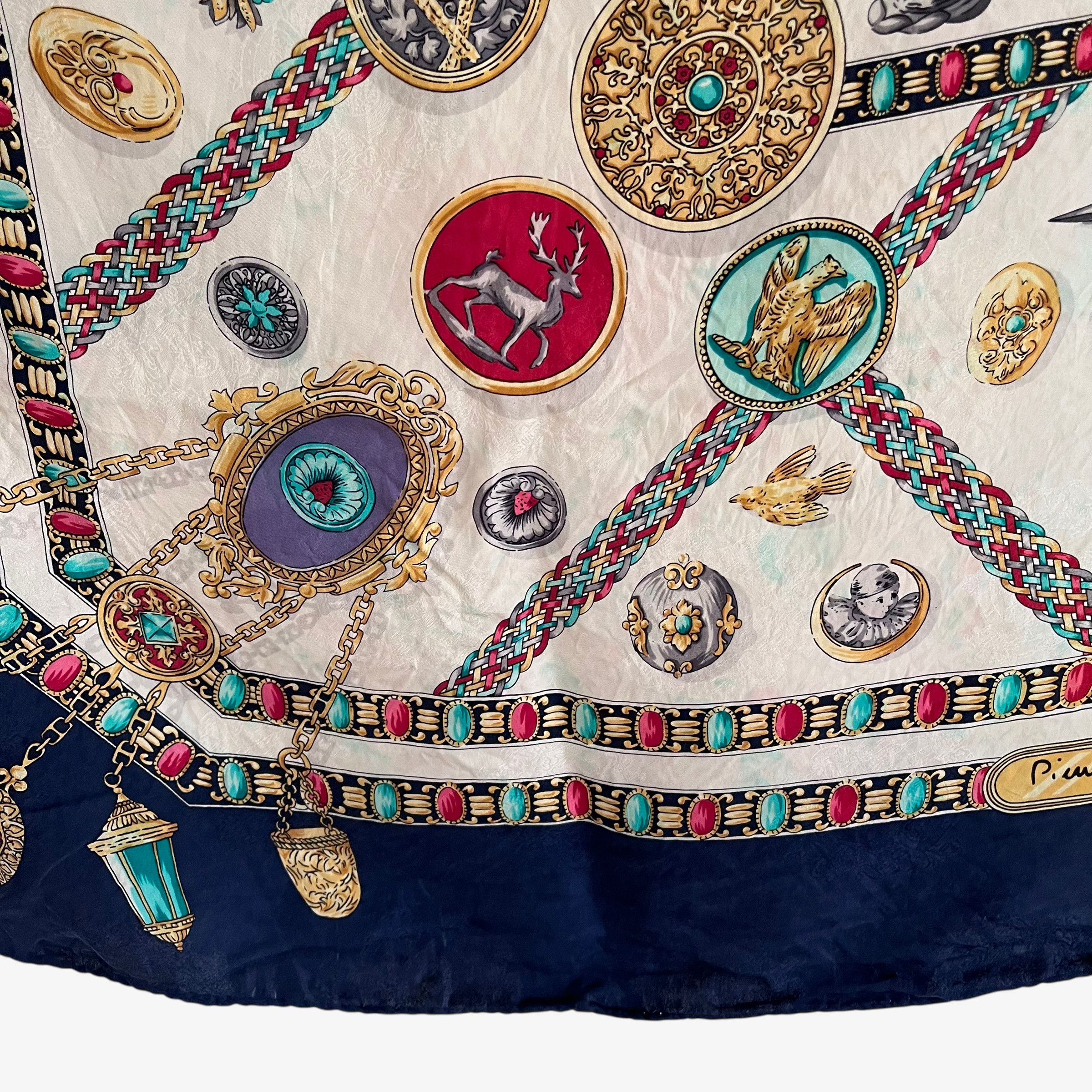 Pierre Cardin Vintage 90s Pierre Cardin Jewelled Print Silk Scarf Size ONE SIZE - 7 Thumbnail
